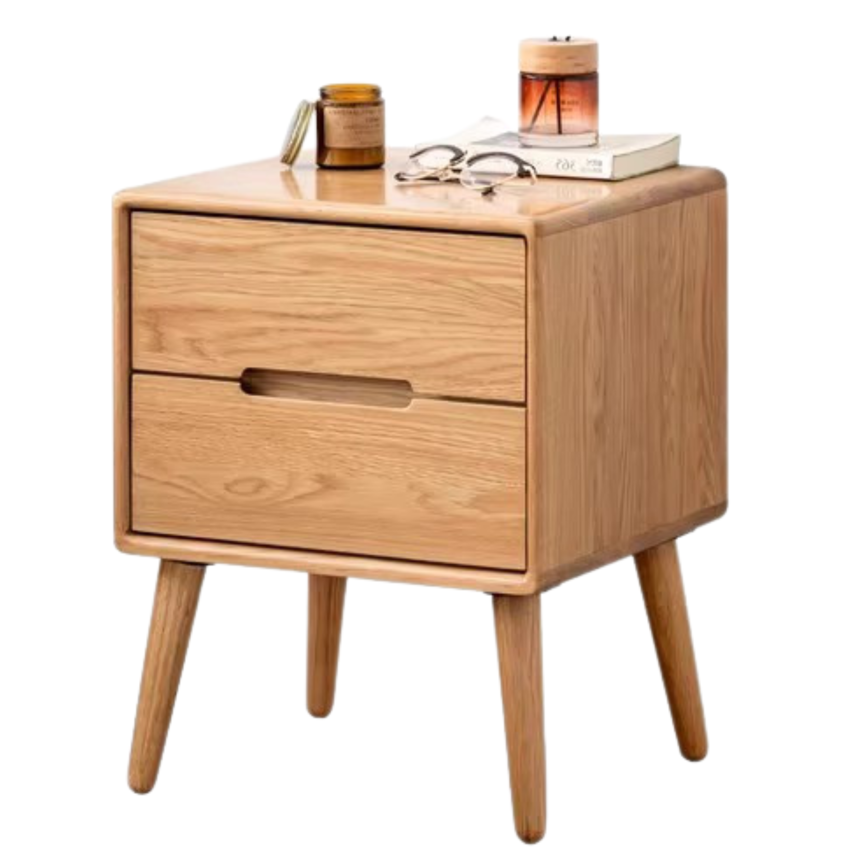 17.7x13.8x19.7 inch / 45x35x50сm / Natural Wood Color / double drawer bedside cabinet