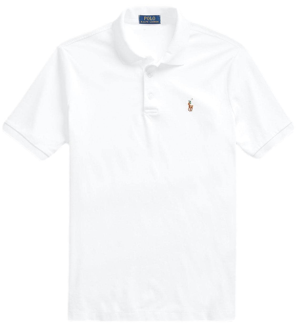 Ralph Lauren Men's Big & Tall Short Sleeve Pima Cotton Polo Shirt - Soft Touch, Breathable (3XLT, White) | Casual Wear, Golf, Office & Summer Outfits