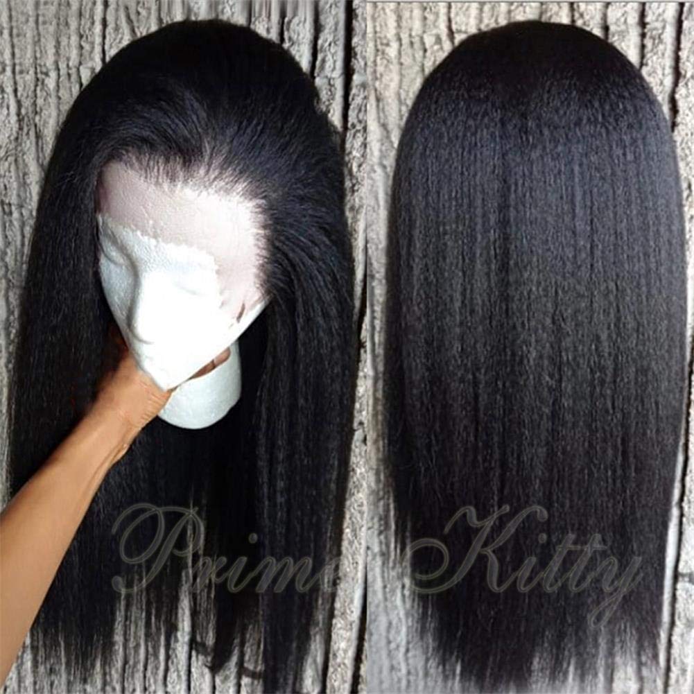 10A Brazilian Virgin Human Hair T Part Lace Wig - Kinky Straight Pre Plucked 130% Density HD Lace Wigs | Natural Look for Daily Wear, Parties & Special Occasions