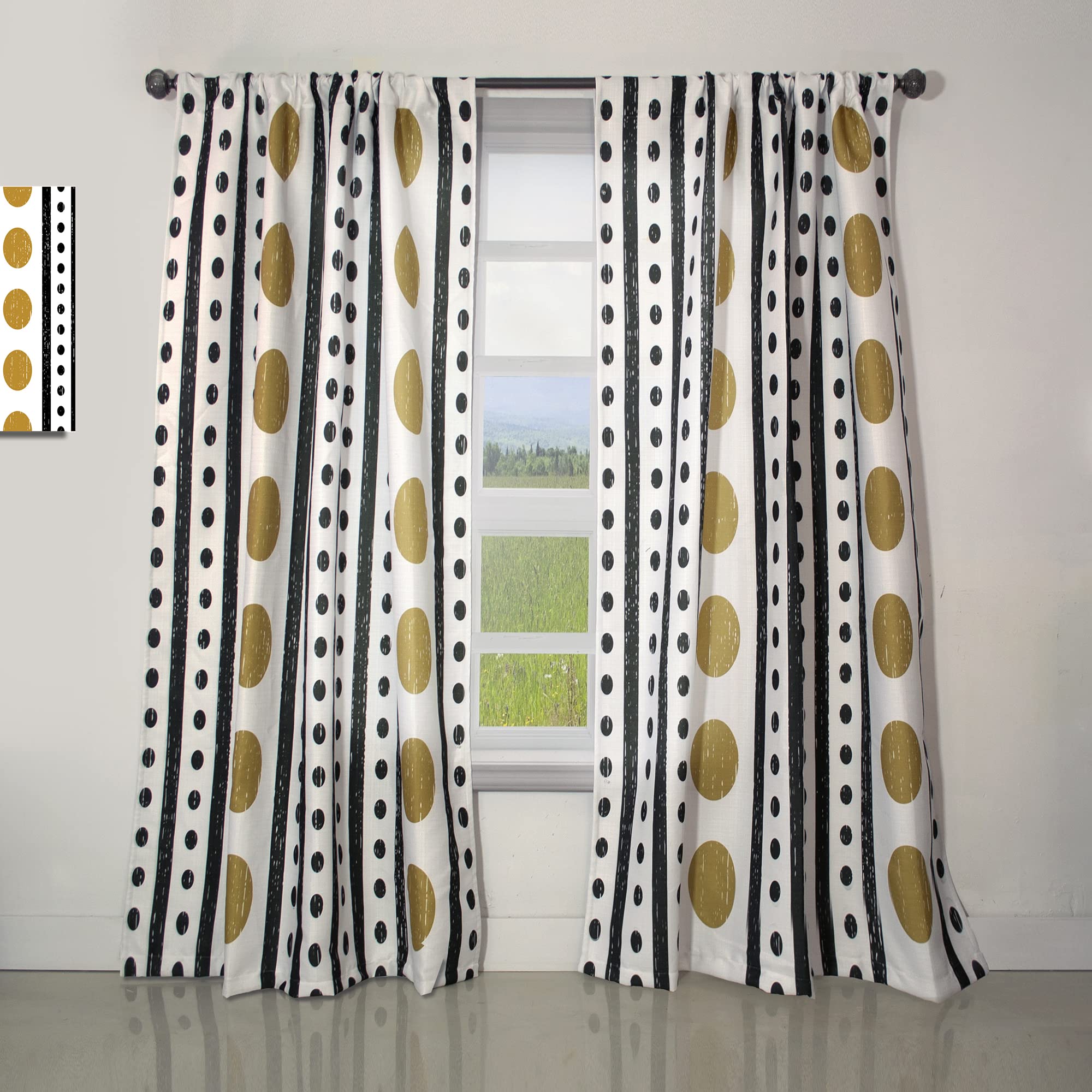 Retro Geometric Abstract Minimalist Curtains - Thermal Insulated Single Panel (52x84) for Bedroom & Living Room | Modern Window Drapes for Home Decor & Light Blocking