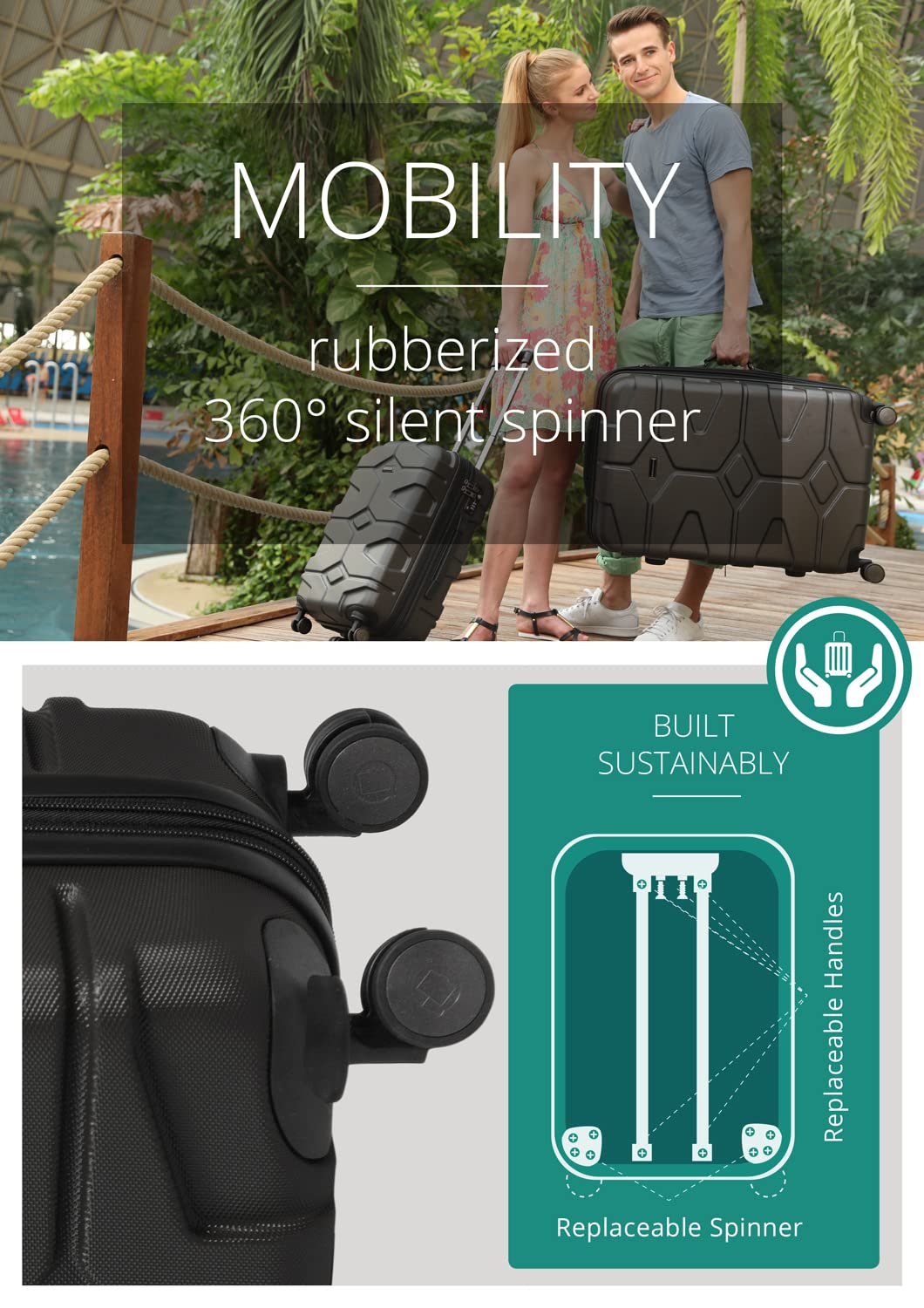 Premium 55cm Black Carry-On Luggage for Travel - Lightweight & Durable Suitcase with Smooth Wheels & TSA Lock - Perfect for Business Trips, Weekend Getaways & Airplane Cabin Use