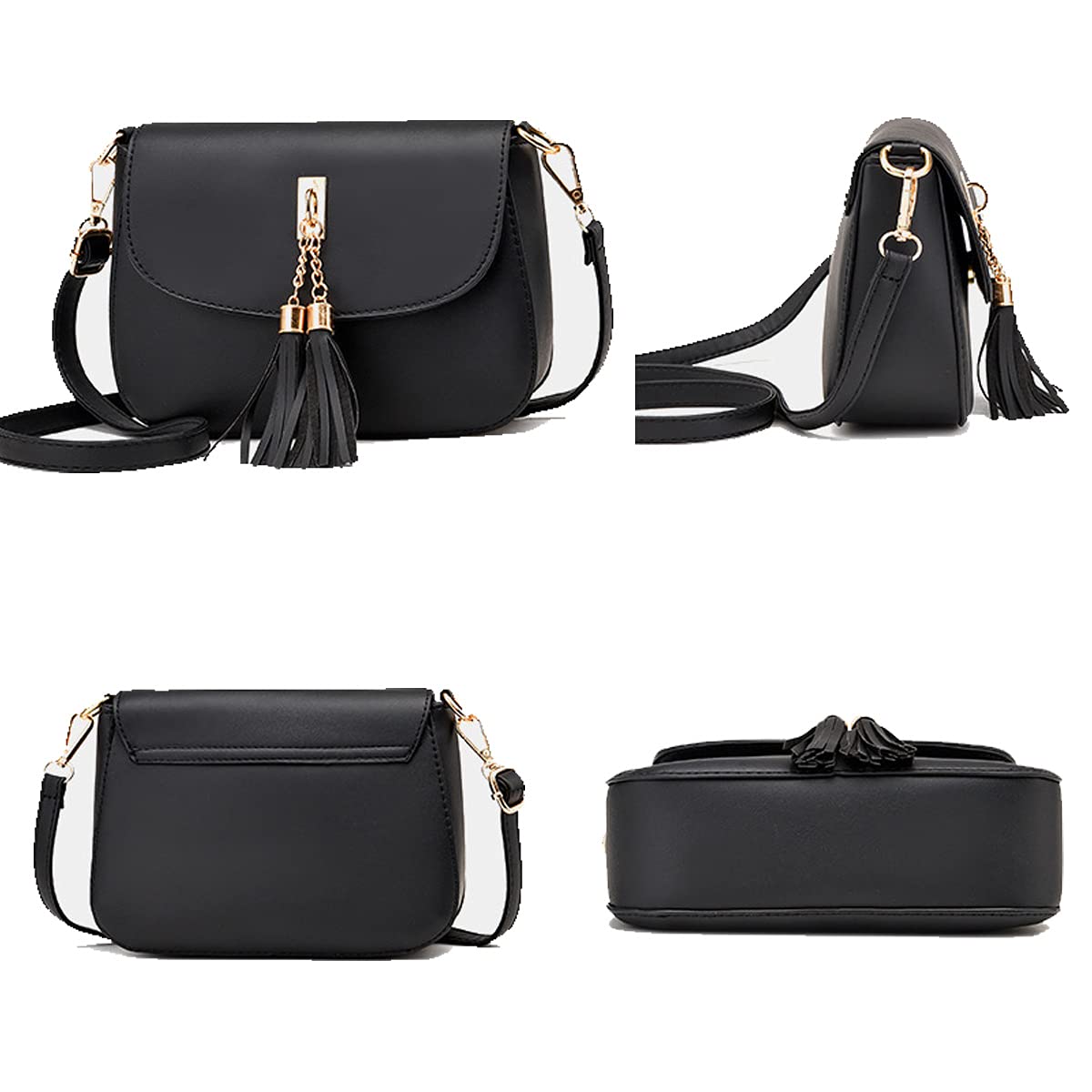 Women's Fashion Quilted Crossbody Bag PU Leather Small Shoulder Purse - Stylish & Lightweight for Daily Use, Travel, Shopping & Work (Black)