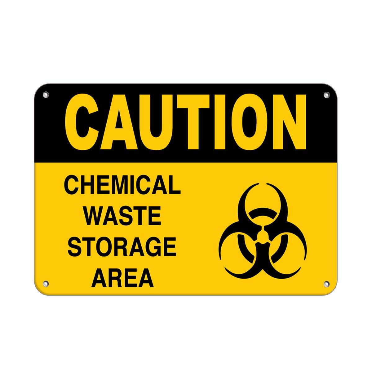 Safety & Warning Vinyl Stickers Bundle - 3 Pack Caution Chemical Waste Storage Signs (3.5