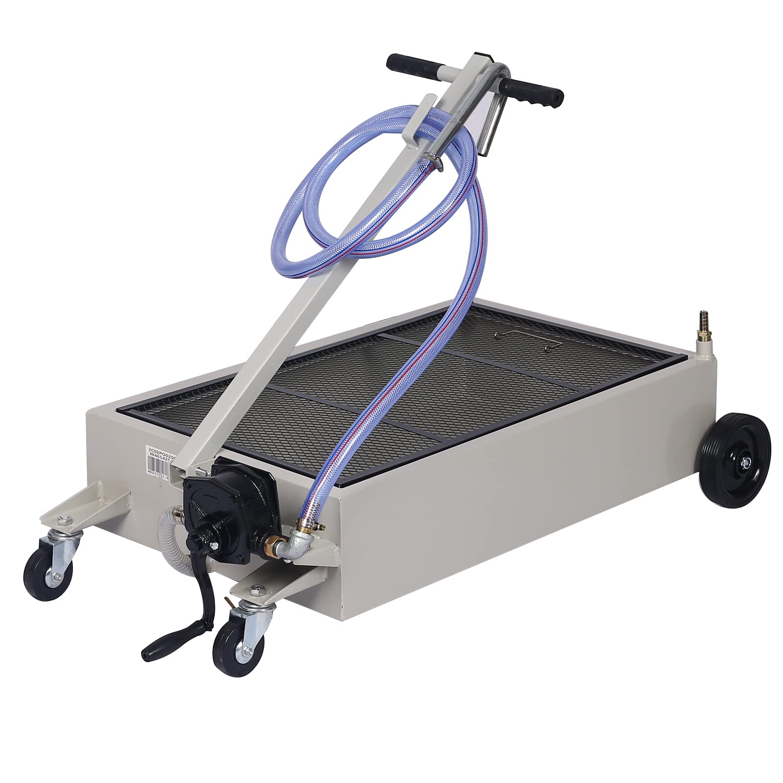 Henf 20 Gallon Oil Drain Pan with Hand Pump - Low Profile Portable Oil Drainer for Trucks, Includes T-Handle, Wheels & 7 ft Hose - Perfect for DIY Auto Maintenance, Garage Oil Changes & Fleet Servicing