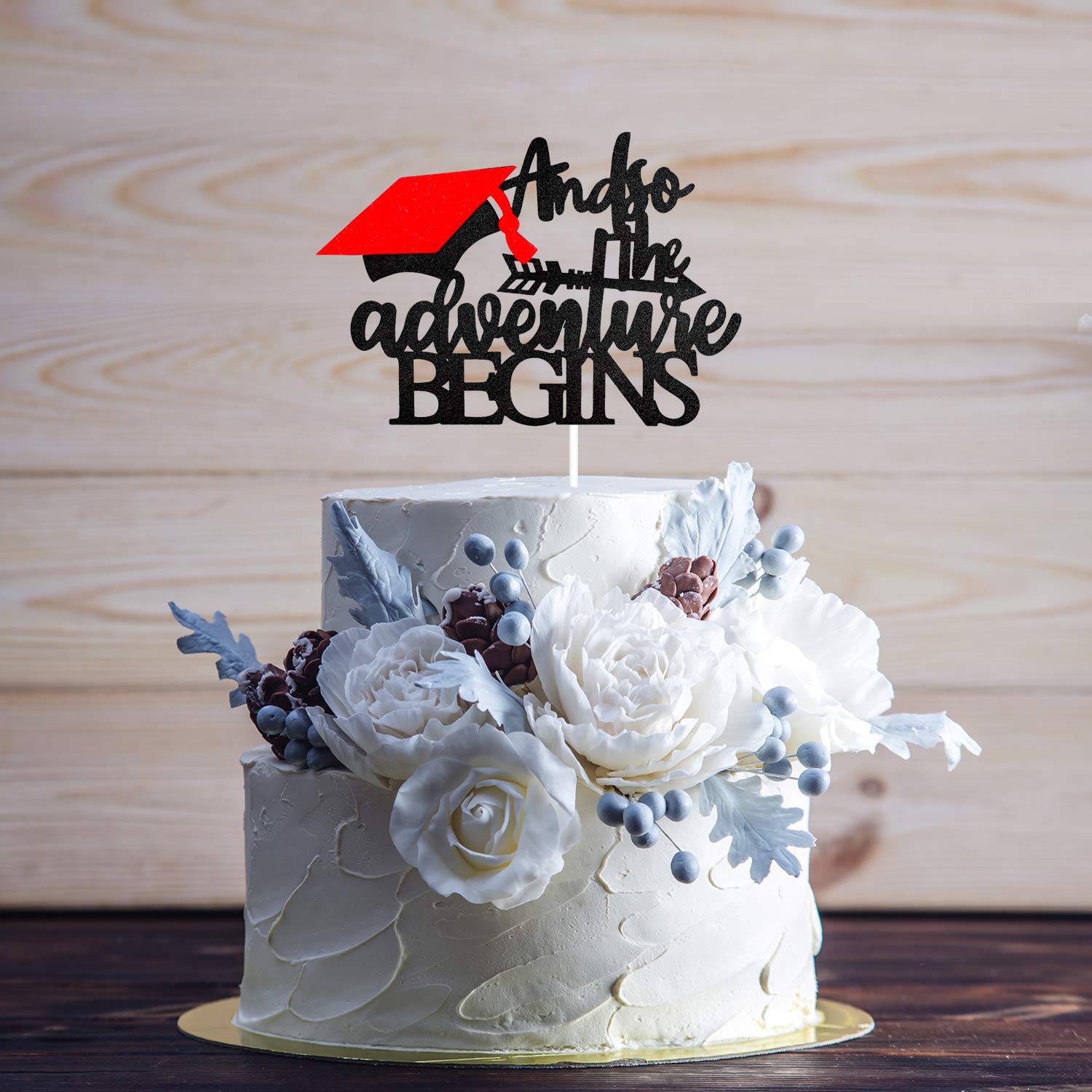 Class of 2023 Graduation Cake Topper - Black Glitter Grad Cap Decor for College & Master's Degree Celebrations - Perfect for Graduation Parties, Cakes & Dessert Displays