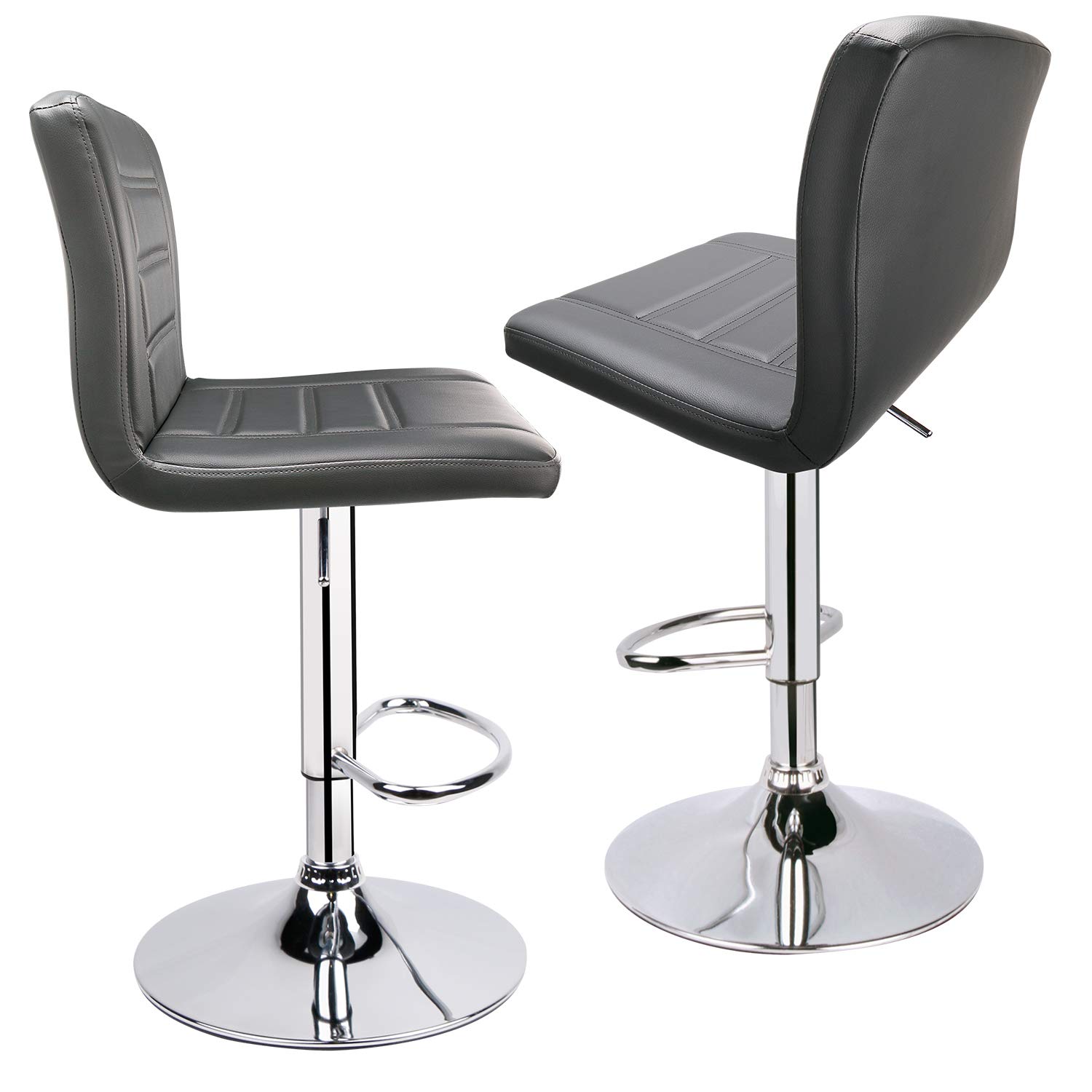 Modern Adjustable Swivel Bar Stools Set of 2 with Back - Leopard Print Grey Counter Height Stools for Kitchen Island, Bar, or Breakfast Nook