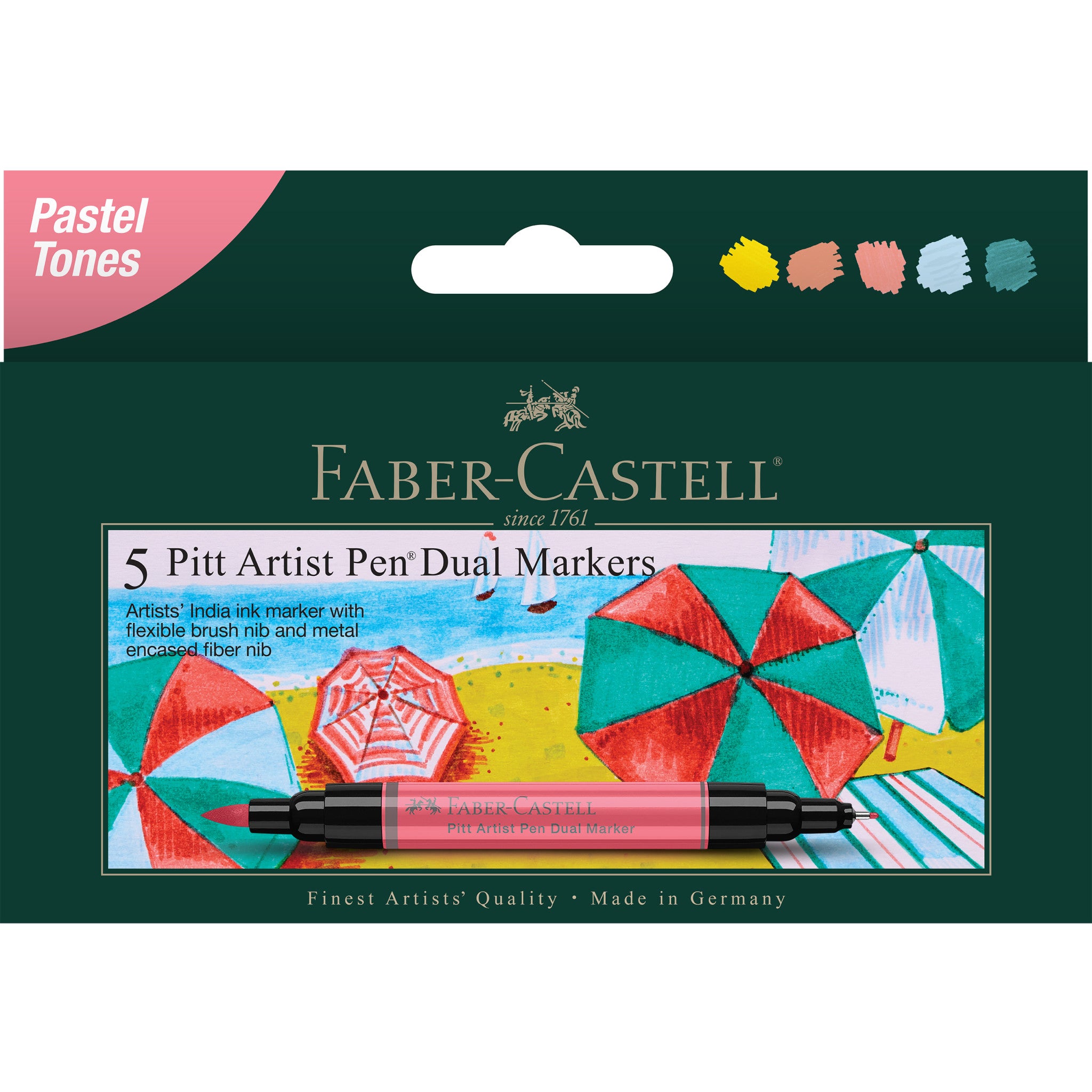 Pitt Artist Pen Dual Markers - Set of 5 Pastel Tone Markers for Drawing, Sketching & Calligraphy | Perfect for Artists, Students & Bullet Journaling #800171