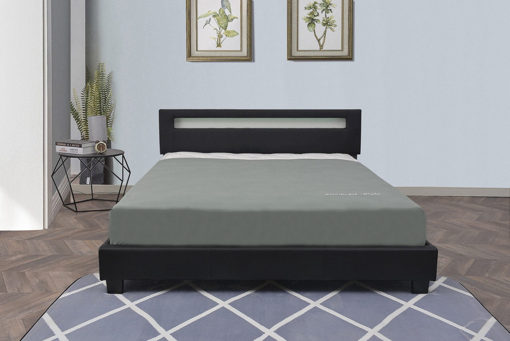 Modern Black LED Upholstered Bed Frame with Headboard & Built-in Light Strip - Twin, Full, Queen, King Size Beds | Perfect for Bedroom Decor, Ambient Lighting & Contemporary Home Design