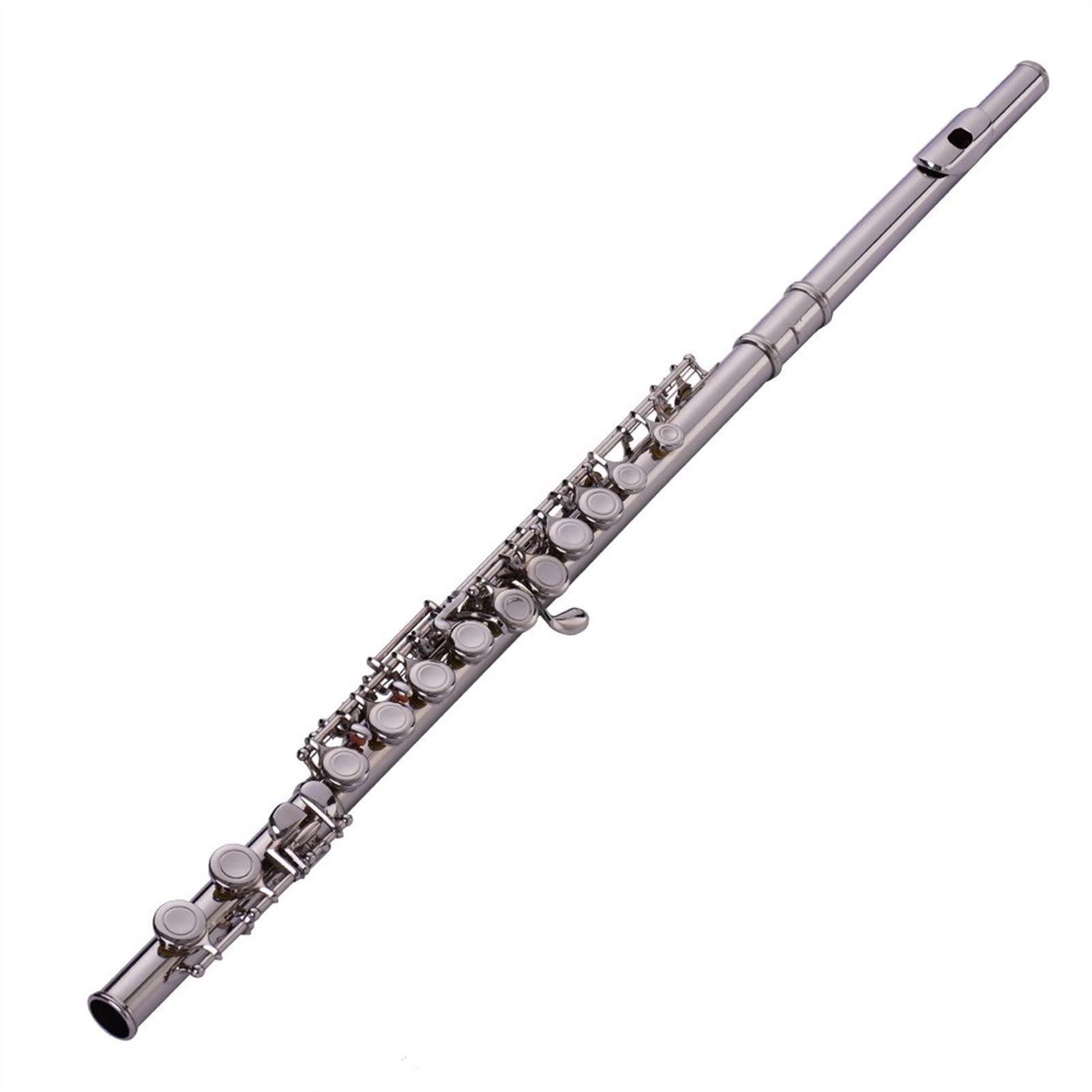 16-Hole Cupronickel Silver Plated Flute with Cleaning Kit - Professional Woodwind Instrument for Beginners & Musicians - Perfect for Band Practice, Performances & Music Lessons