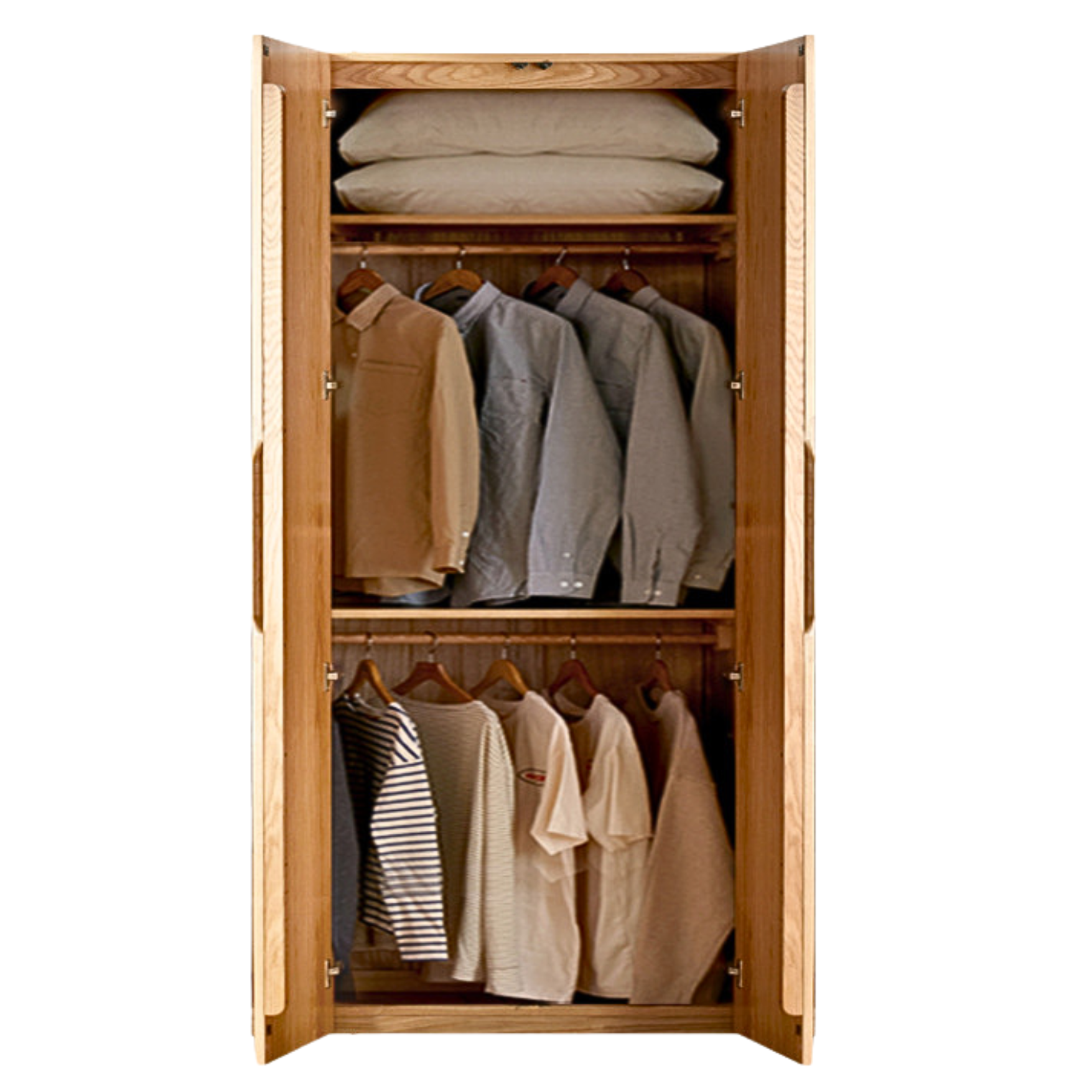 35.4x23.2x86.6 inch / 90x59x220 сm / Natural Wood Color / Type B double Wardrobe
