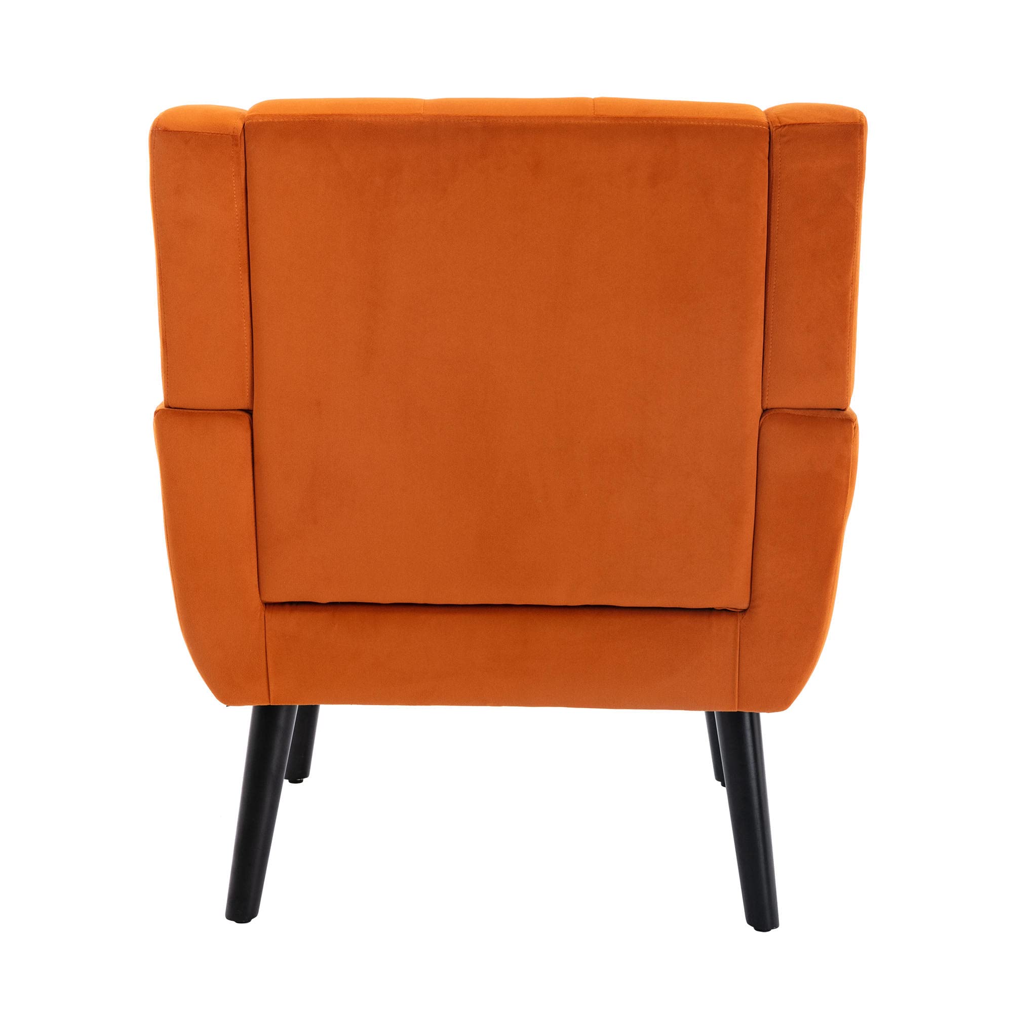Modern Upholstered Accent Chair with Button Tufted Design & Black Legs - Linen Fabric Armchair for Living Room, Bedroom, Home Office - Ergonomic Comfort Sofa Chair in Orange - Perfect for Reading Nook, Lounge Area, or Guest Seating