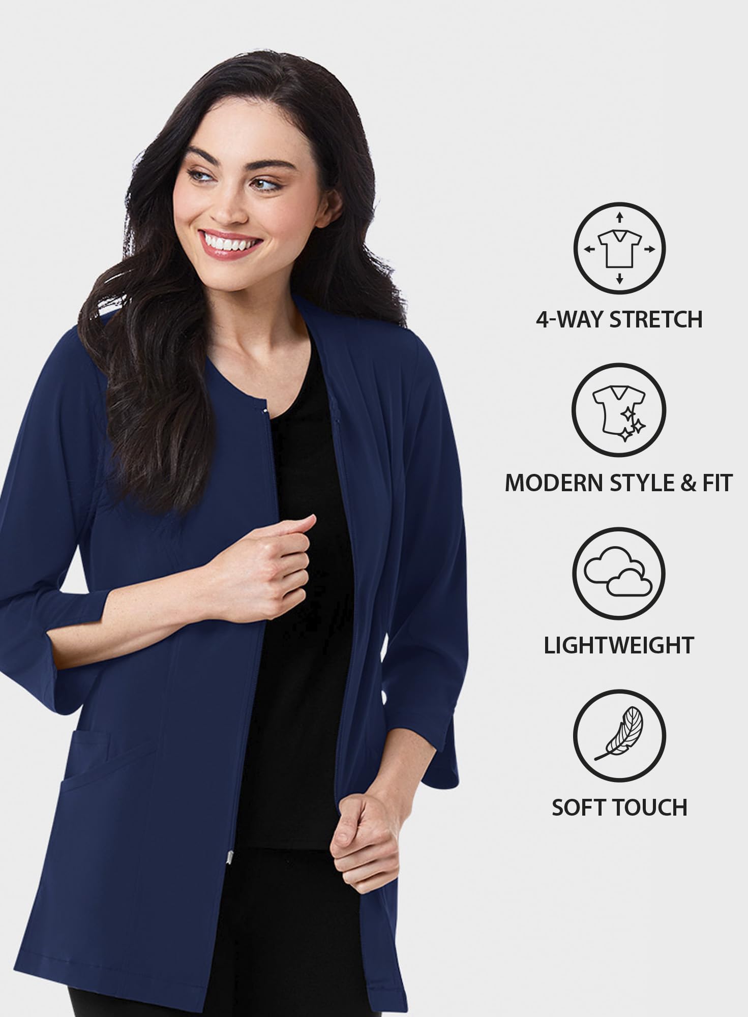 Women's 3/4 Sleeve Lab Coat - Maevn Smart Professional Lab Jacket for Nurses, Doctors & Scientists | Perfect for Medical Clinics, Laboratories & Healthcare Workplaces