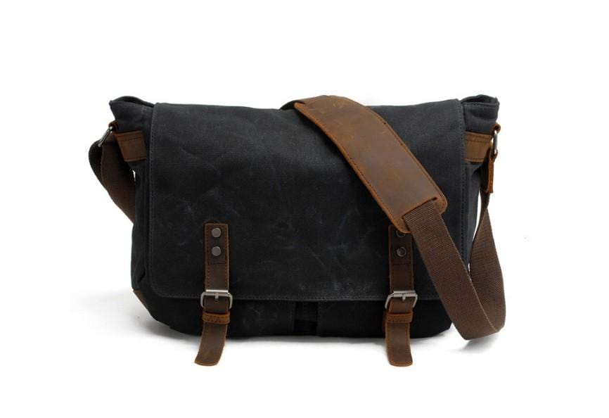 Stylish Black Canvas Messenger Bag for Men & Women - Durable Shoulder Handbag for Work, School & Travel - Perfect Laptop & Essentials Carrier