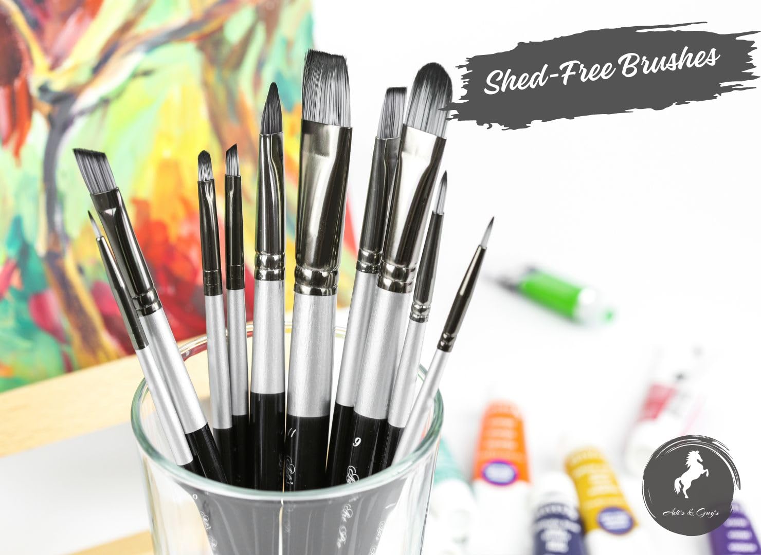 Professional Acrylic Paint Brushes Set of 10 - Artist Quality Brushes for Canvas, Face & Body Painting | Oil & Acrylic Painting Tools for Beginners & Professionals | Perfect for DIY Art Projects, Home Decor & Crafting