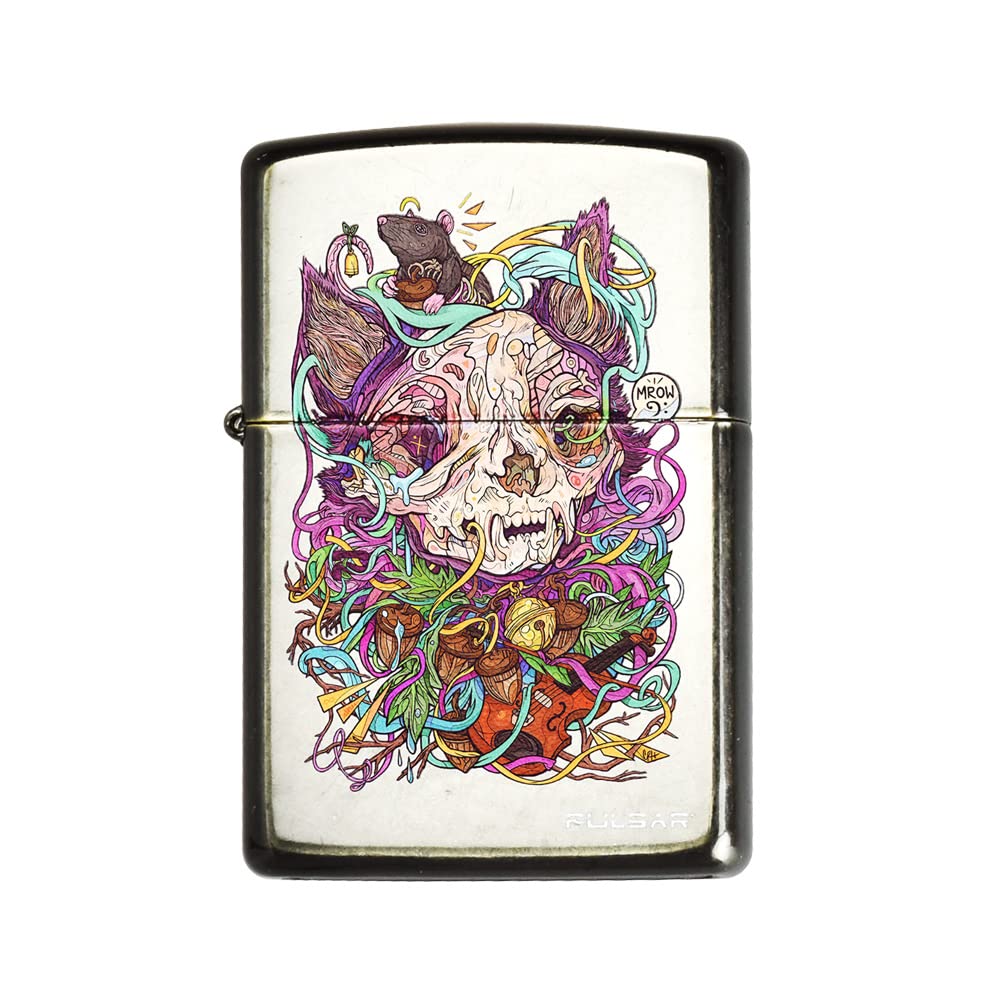 Zippo Windproof Lighter - Pulsar Courtney Hannen MrOw Design in Gray Dusk | Collectible Metal Lighter for Outdoor Camping, Smoking & Survival Kits