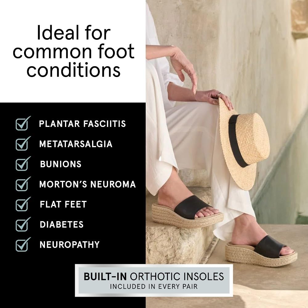 ABEO Solstice Slide Platform Sandals for Women - Orthotic Support Slip-On Espadrilles - Comfortable Dressy Summer Sandals with Built-In Arch Support | Perfect for Beach, Vacation & Casual Outings