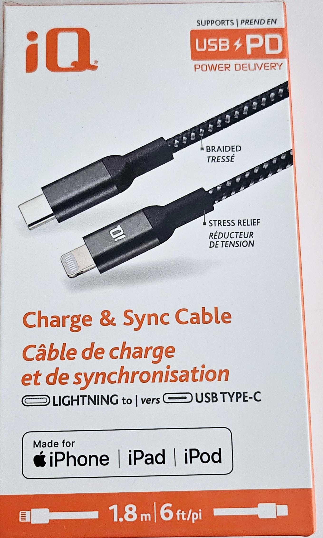 Durable 1.8M USB C to Lightning Cable Fast Charging Braided Nylon for iPhone 14/13/12/11/X - Perfect for Home, Office & Travel Charging