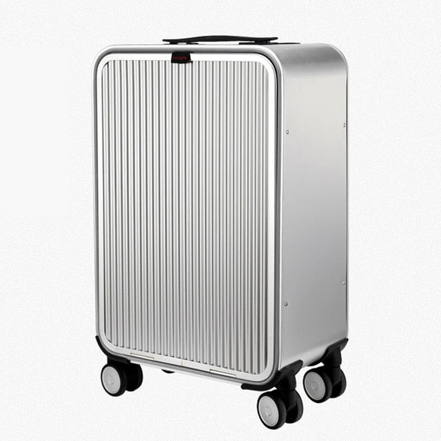 2024 Premium 100% Full Aluminum Rolling Travel Luggage - Lightweight Matte Wheel Carry On Suitcase for Business Trips & Vacation (Airplane Approved)