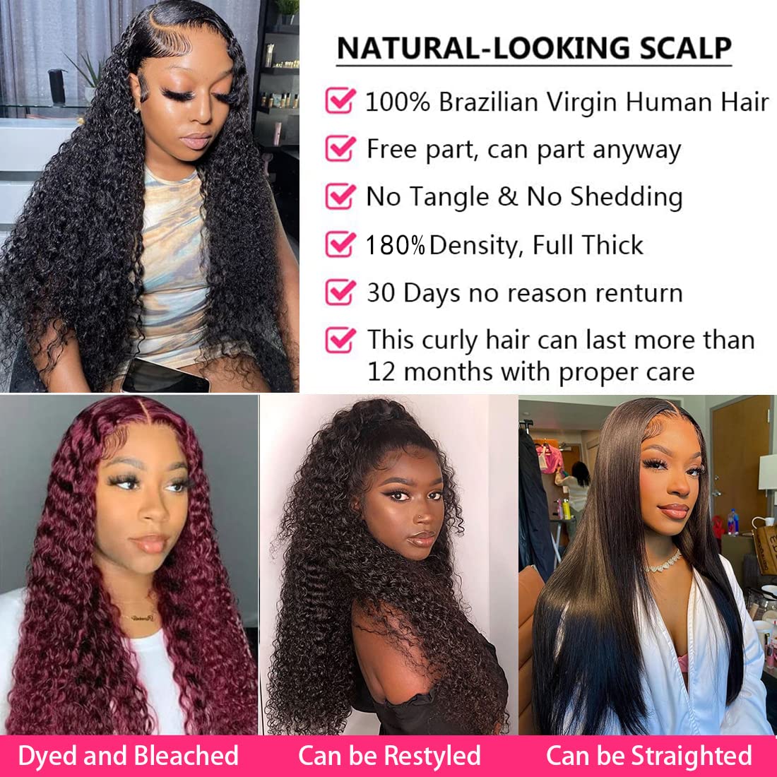 13x4 HD Transparent Lace Front Wigs Human Hair - 180% Density Deep Wave Glueless Lace Wig with Baby Hair & Pre-Plucked Hairline for Women | Natural Black Color 28 Inch | Perfect for Daily Wear, Parties & Special Occasions