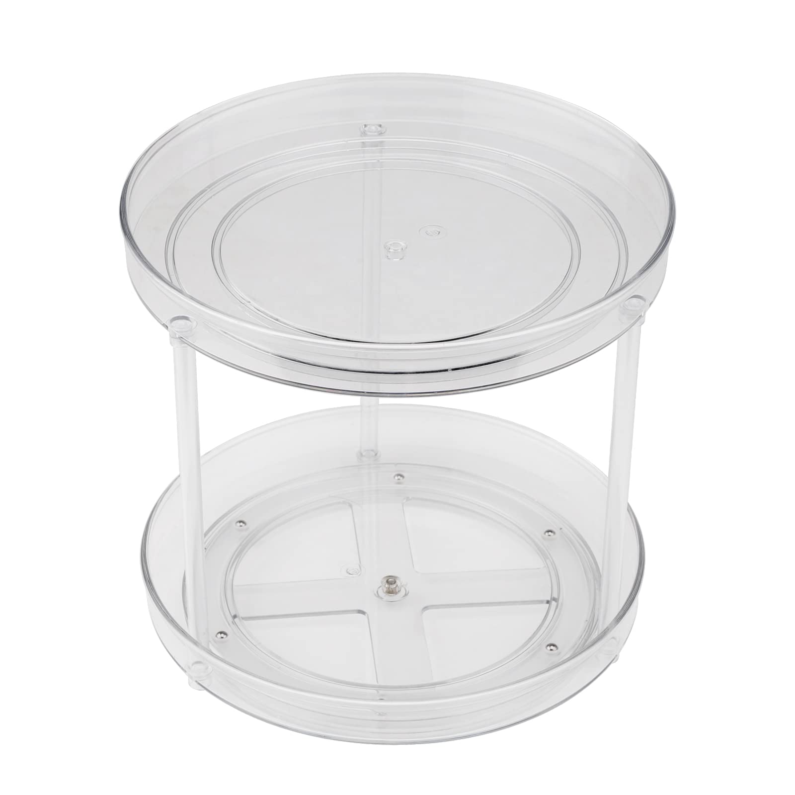 2-Tier Lazy Susan Turntable Organizer - Clear Plastic Rotating Storage Bin for Kitchen, Pantry & Bathroom | Spice Rack, Makeup Organizer & Cabinet Storage Solution | Perfect for Countertops, Dressers & Living Rooms