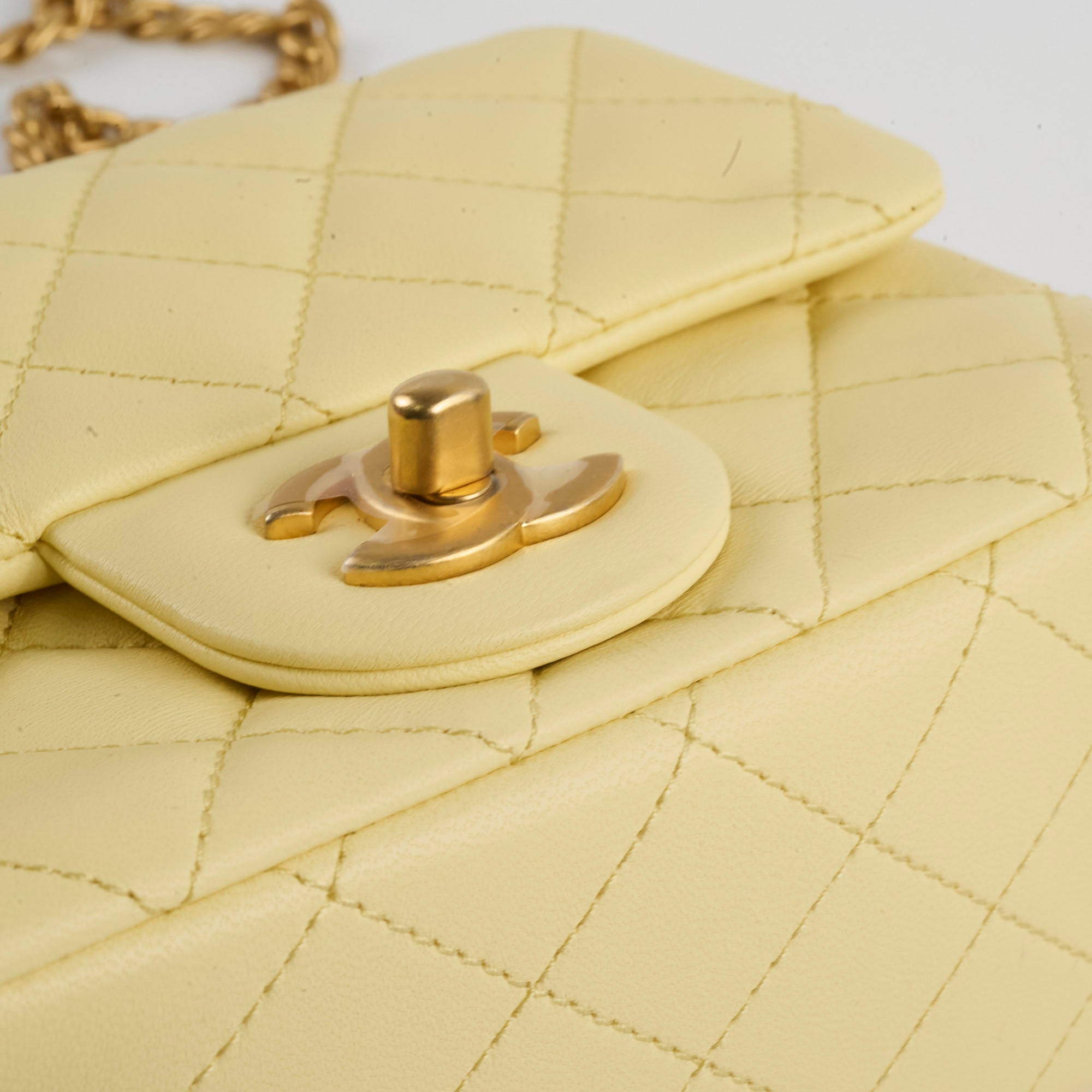 Chanel Mini Square Lambskin Camellia Crush Light Yellow Microchip Bag - Luxury Crossbody Purse for Women, Perfect for Date Night & Special Occasions