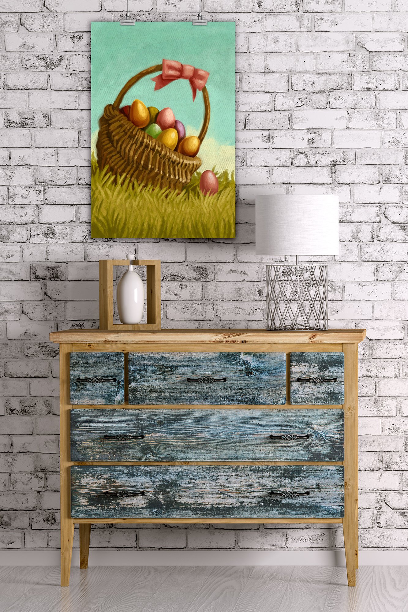 Easter Basket Oil Painting - Giclee Gallery Print 16x24 Wall Art Decor, Travel Poster for Home, Office & Gift Giving