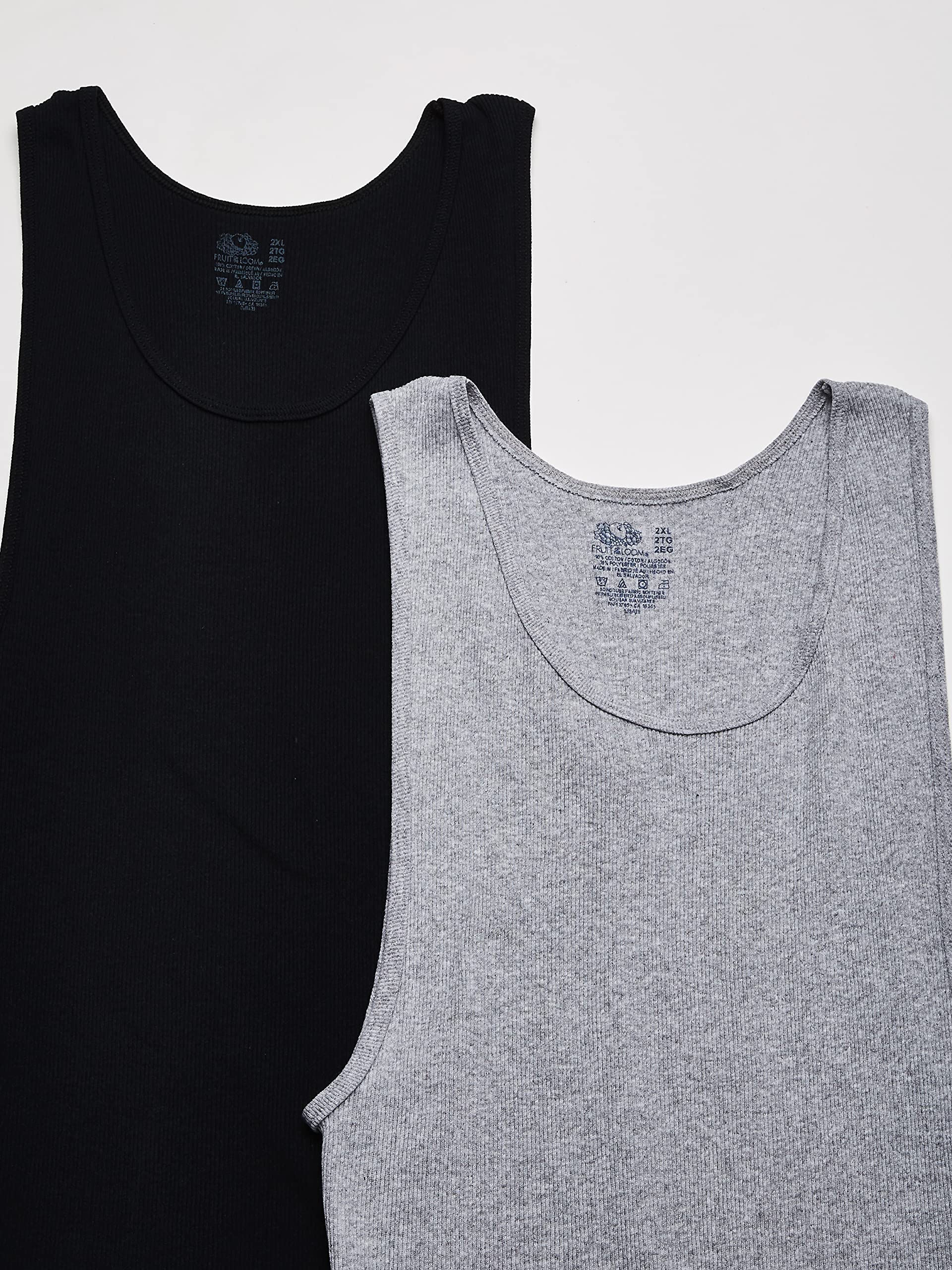 Fruit of the Loom Men's A-Shirt Undershirts 2-Pack - Comfortable Cotton Tank Tops for Casual Wear, Gym & Layering