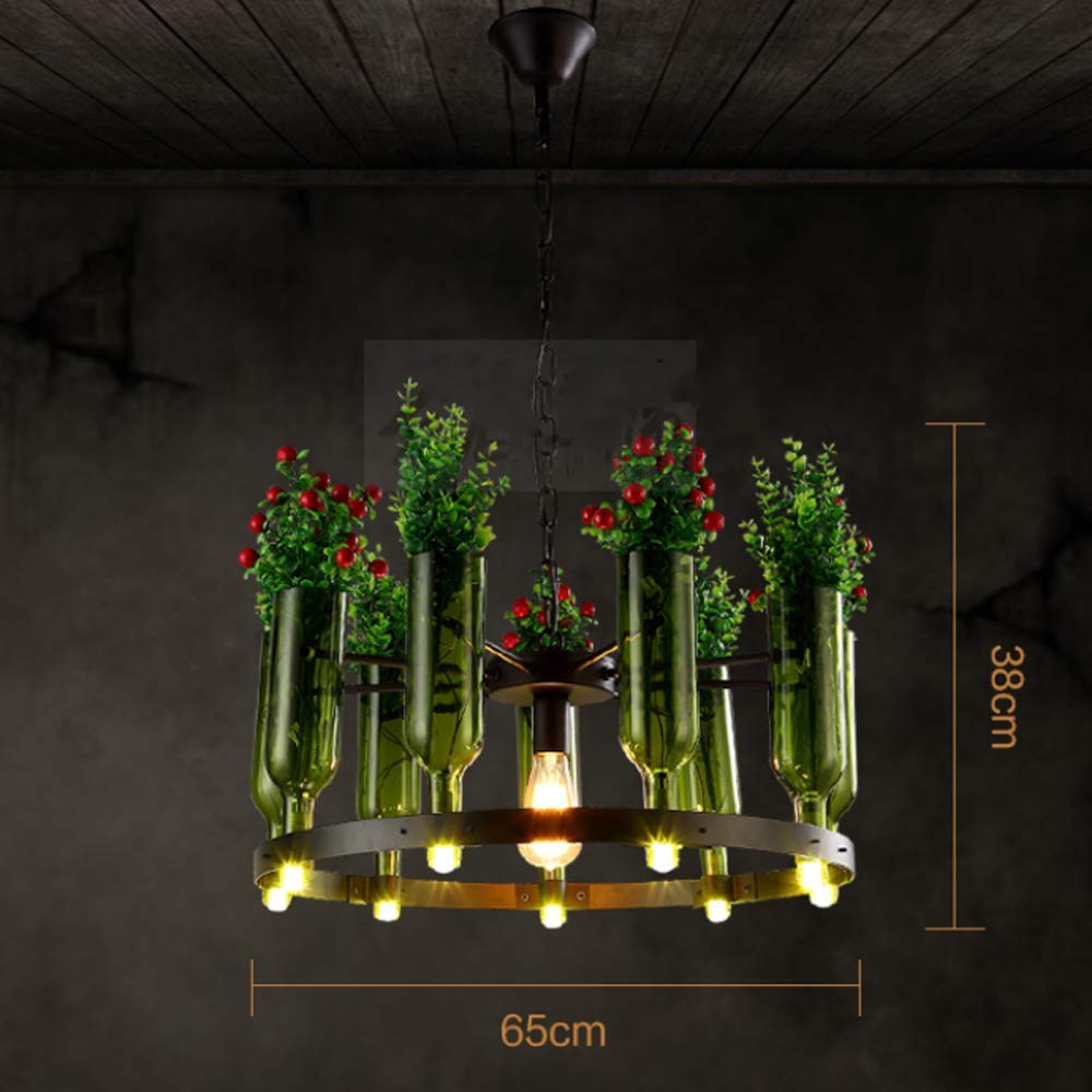 Creative Glass Wine Bottle Chandelier Ceiling Light - E27/G9 Base Artificial Plant Pendant Lamp for Indoor Decoration, Restaurant & Home Lighting | Perfect for Dining Room, Bar, Cafe and Living Room Ambiance