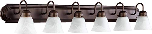 5094-6-186 Traditional Transitional Six Light Vanity Light Fixture in Oiled Bronze Finish - Perfect for Bathroom, Bedroom, and Dressing Room Lighting
