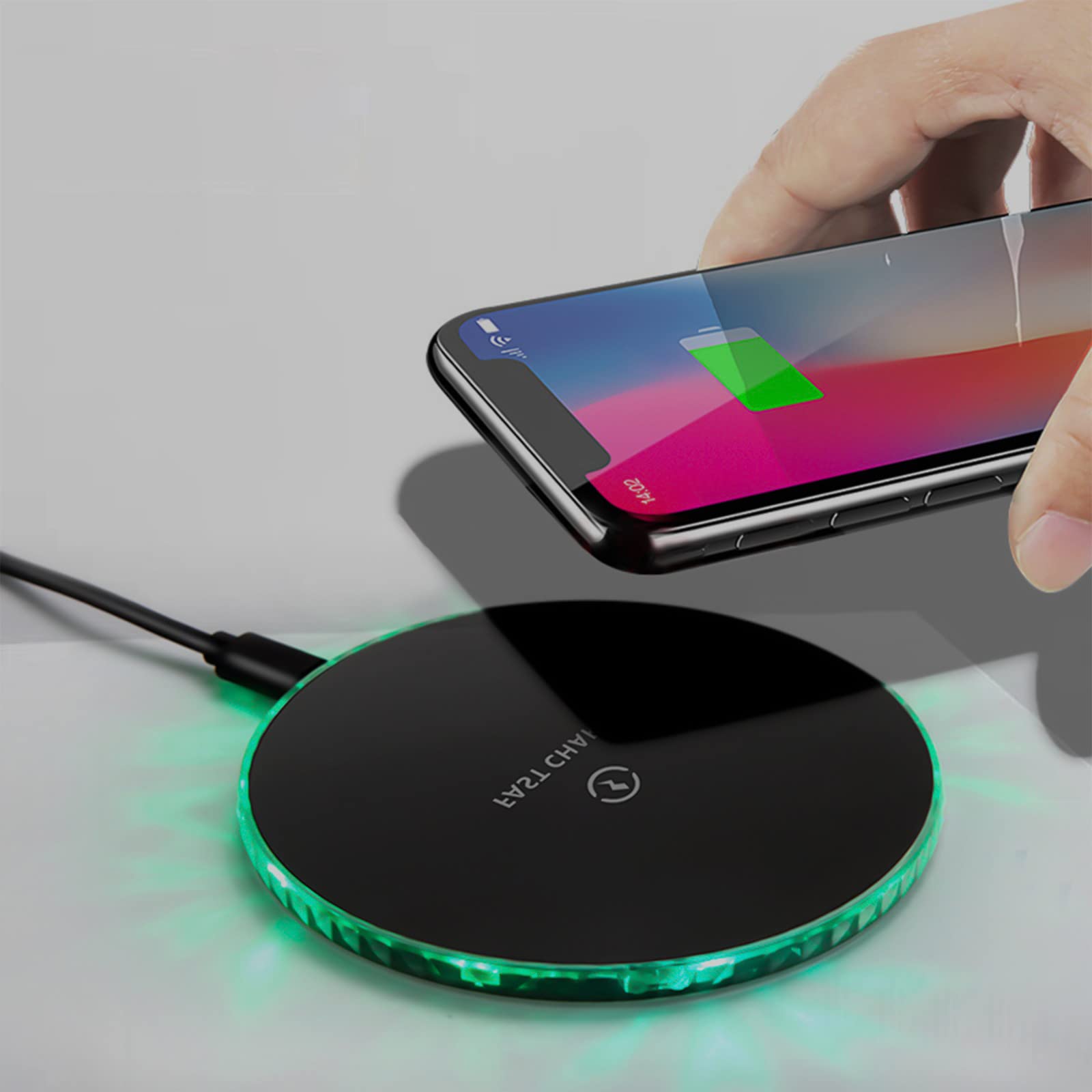 10W Fast Wireless Charger Pad - Qi Certified for iPhone, Samsung Galaxy, AirPods & Qi-Enabled Devices | Desktop & Nightstand Charging Station for Home, Office & Travel