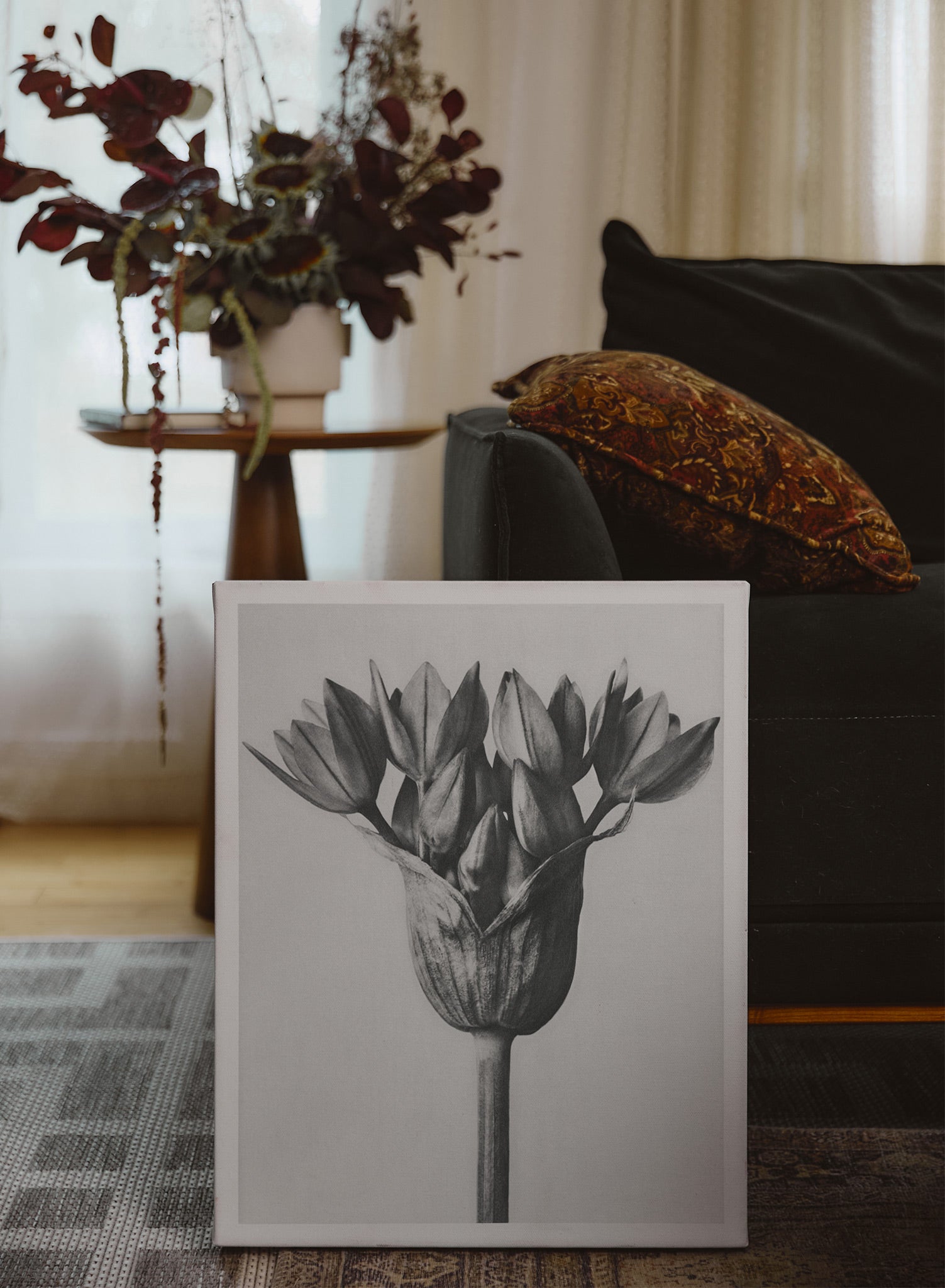 Moody Blossom Canvas Wall Art - Hand Painted Floral Painting for Living Room, Bedroom & Office Decor | Perfect Gift for Housewarming & Wedding