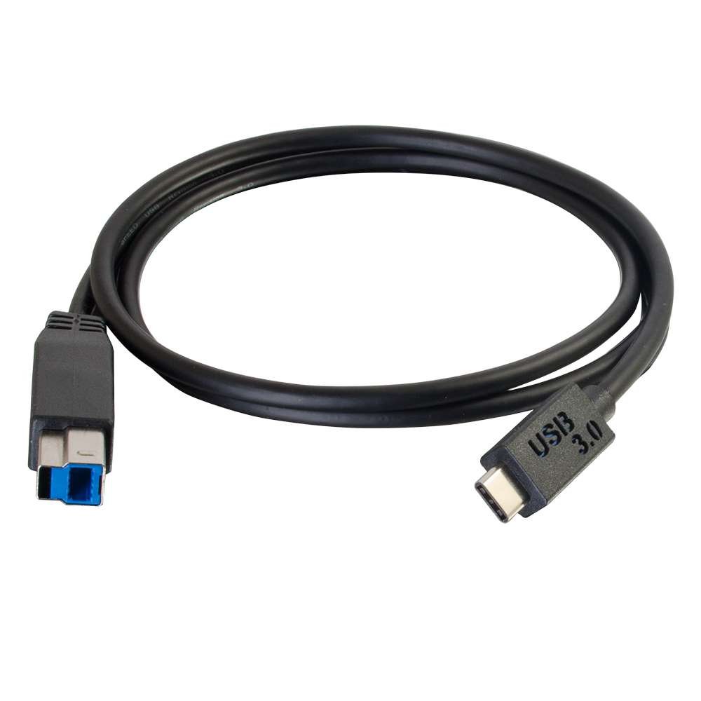 C2G 88867 3M USB Printer Cable - USB-C to USB-B 3.0 (USB 3.1 Gen 1) High-Speed Data Transfer for HP, Epson, Brother, Samsung, Canon Printers & Scanners | Durable Black Cable for Office & Home Use