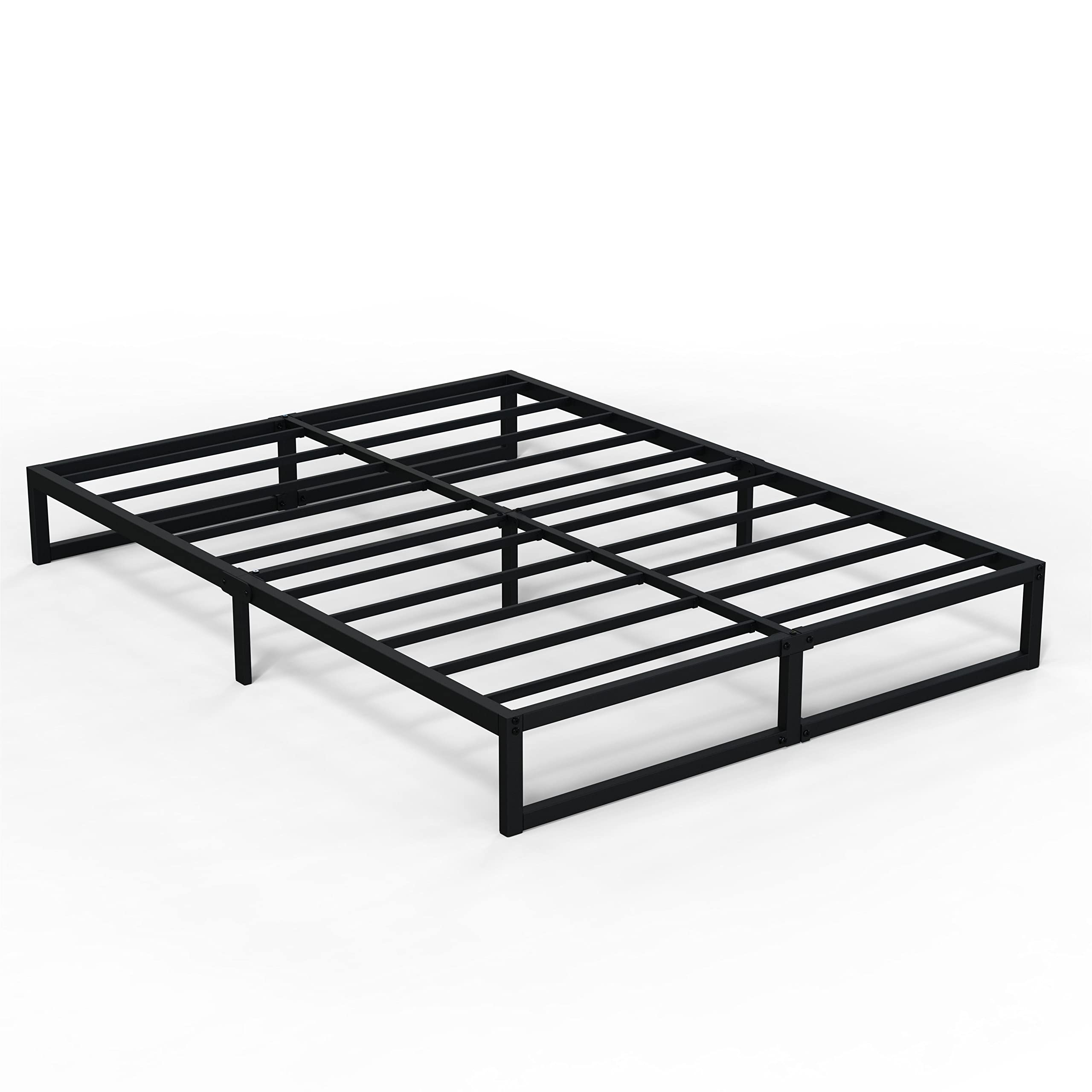 10 Inch Full Metal Bed Frame with Steel Slat Support - Heavy Duty Platform Mattress Foundation, No Box Spring Needed, Easy Assembly, Black - Perfect for Guest Rooms, Dorms, and Small Apartments