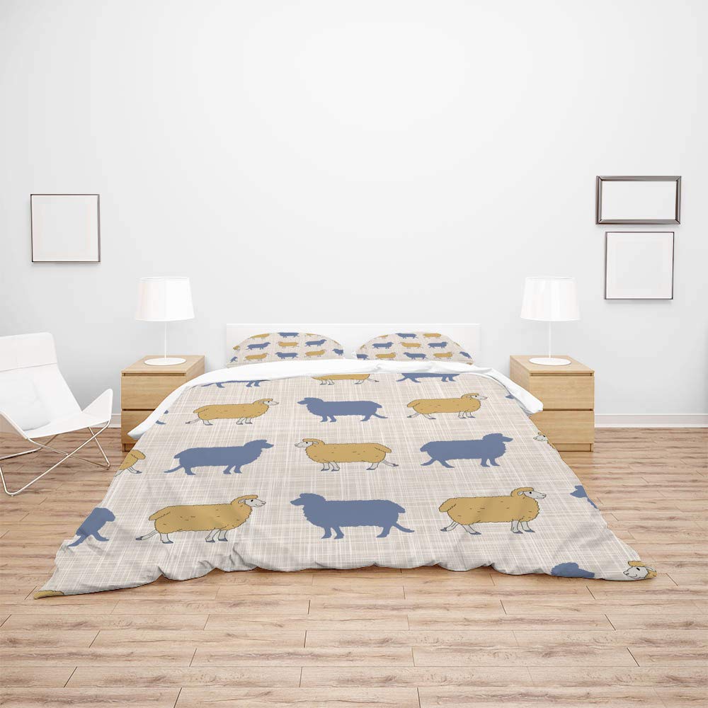 French Farmhouse Sheep Silhouette Comforter Cover Set 3-Piece - Breathable All-Season Bedding with Pillow Shams - Soft Hotel Quality for Cozy Farmhouse Bedrooms & Guest Rooms