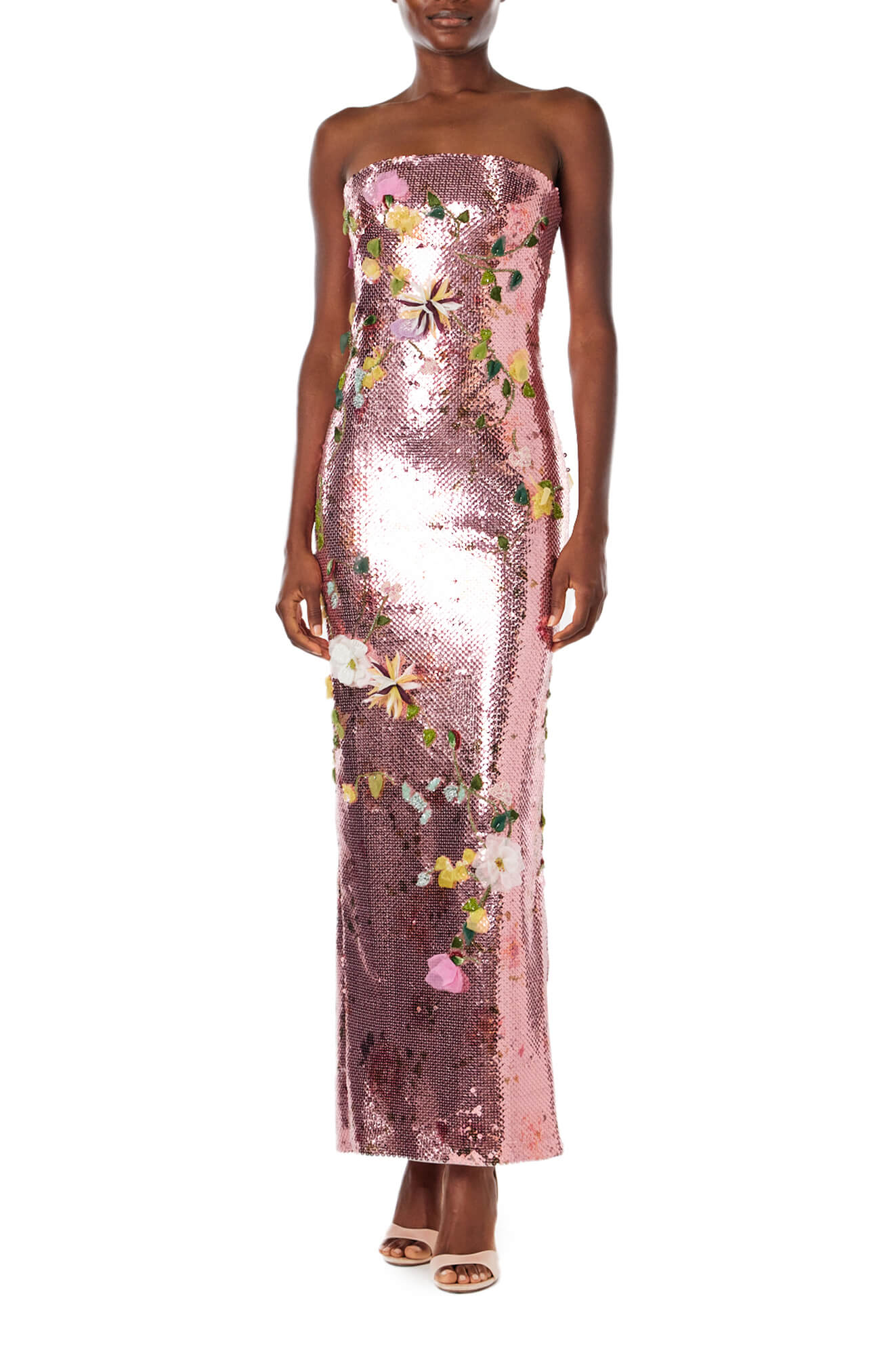 Strapless Embroidered Sequin Gown for Women - Elegant Evening Dress for Prom, Party & Special Occasions