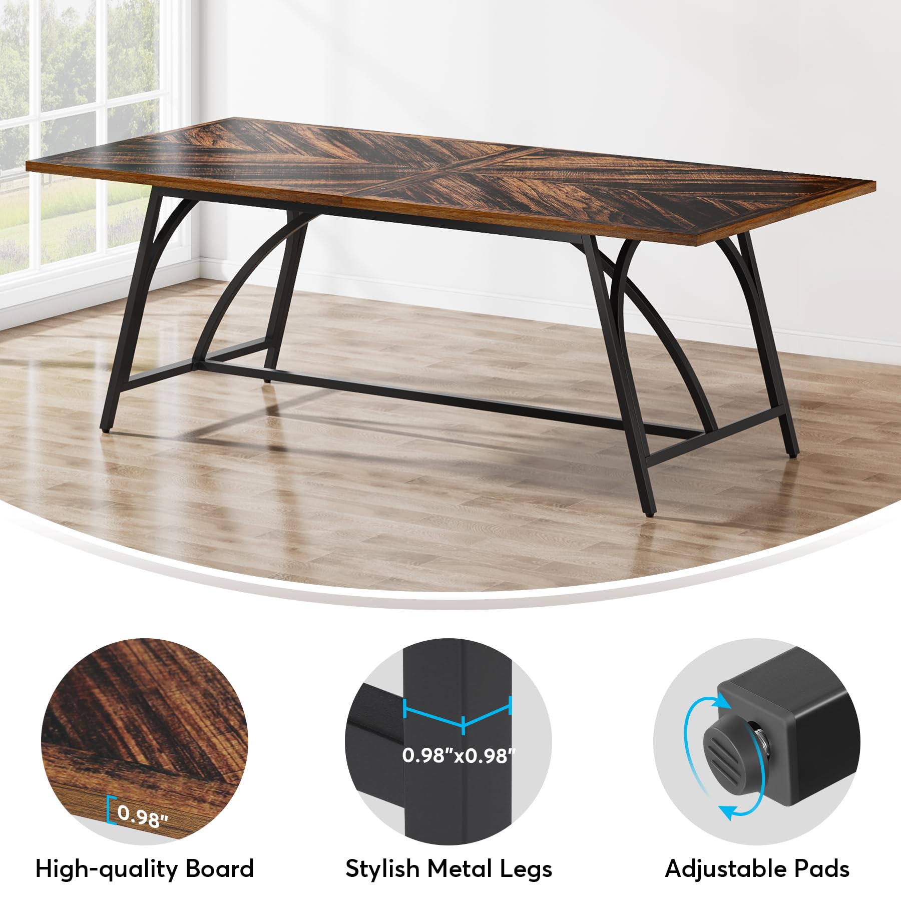Tribesigns 6FT Conference Room Table - 70.86-Inch Rectangle Meeting Desk for 6-8 People, Home Office & Business Boardroom with Stylish Metal Legs | Perfect for Meetings, Seminars & Collaborative Workspaces
