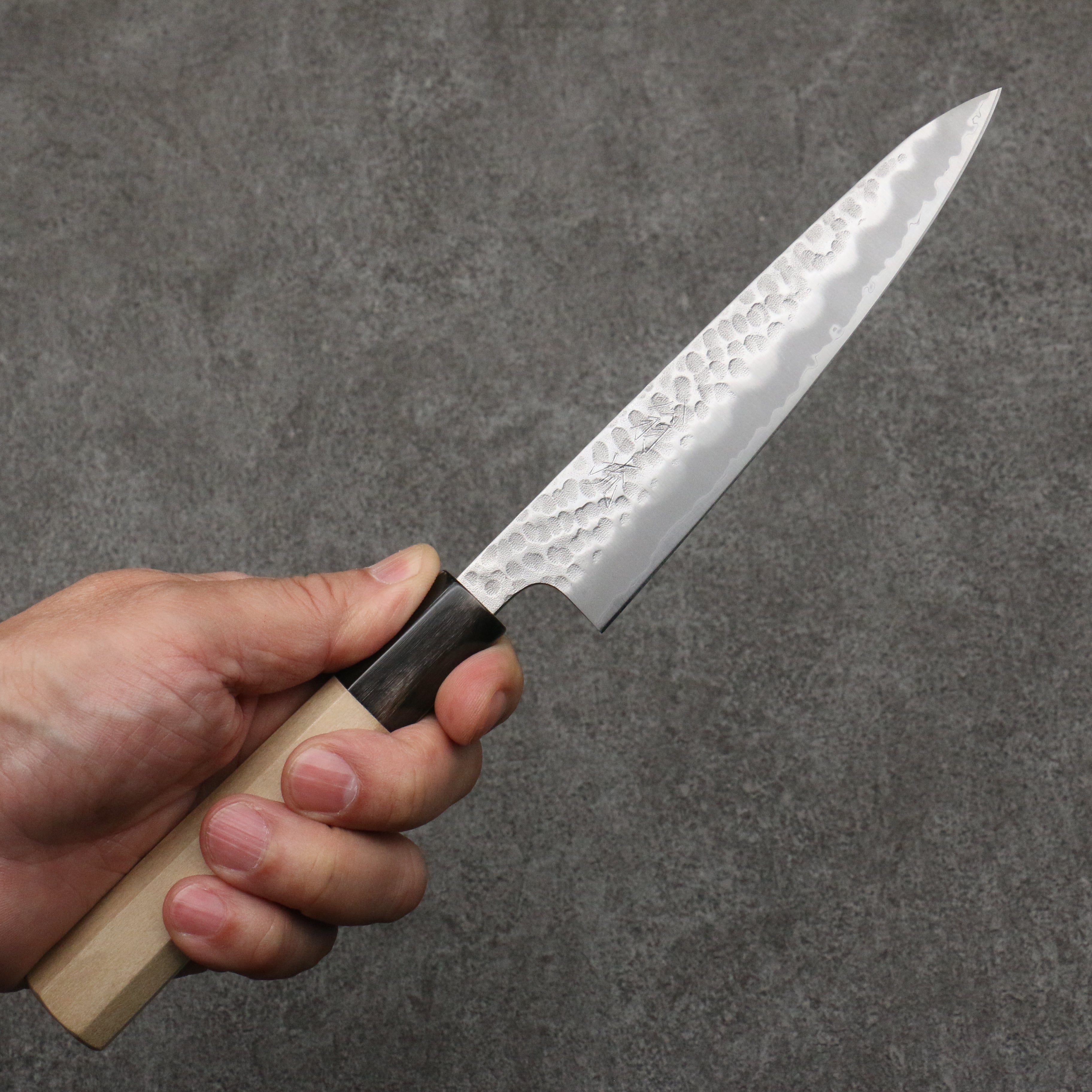 Oul White Steel No.2 Hammered Petty Utility Knife 135mm with Magnolia Handle - Perfect for Precision Slicing, Dicing & Kitchen Tasks