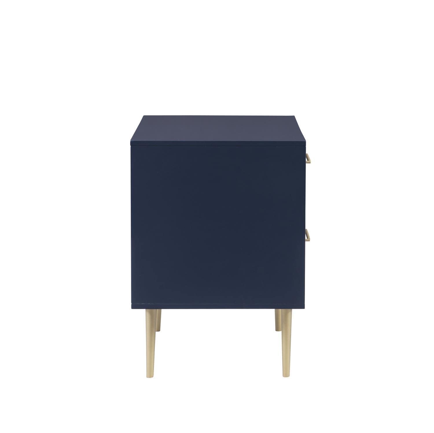 Linon Gloria 2-Drawer Nightstand in Navy Blue - Stylish Bedside Table for Bedroom, Living Room, or Guest Room Storage