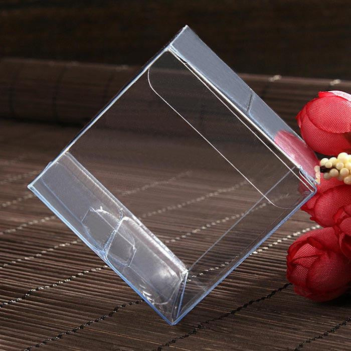 100 Pack 6cm Clear PVC Plastic Folding Jewelry Gift Boxes - Small Rectangle & Square Wedding Party Favor Boxes for Candy, Chocolate, Soap, Jewelry Storage & Display