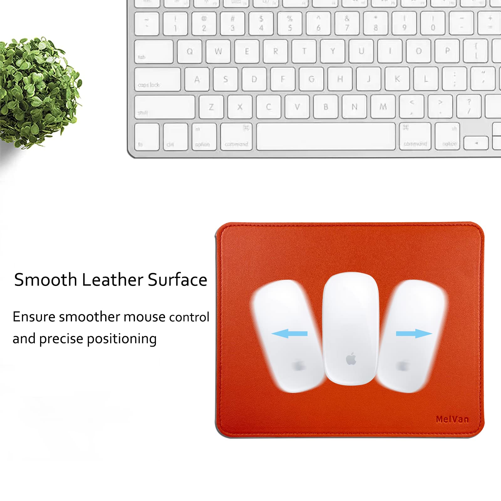 Premium PU Leather Mouse Pad with Stitched Edge - Waterproof Wooden Gaming Mouse Mat for Computer, Laptop, Office & Home Use - 10.2
