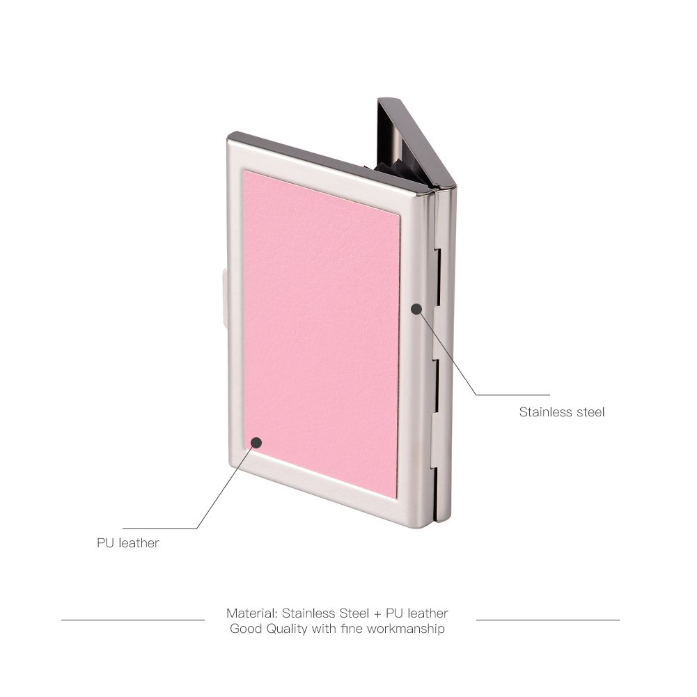 EASTNIGHTS RFID Blocking Metal Credit Card Holder - Slim Wallet for Men & Women - Business Card Case (Pink) - Perfect for Travel, Office & Everyday Use