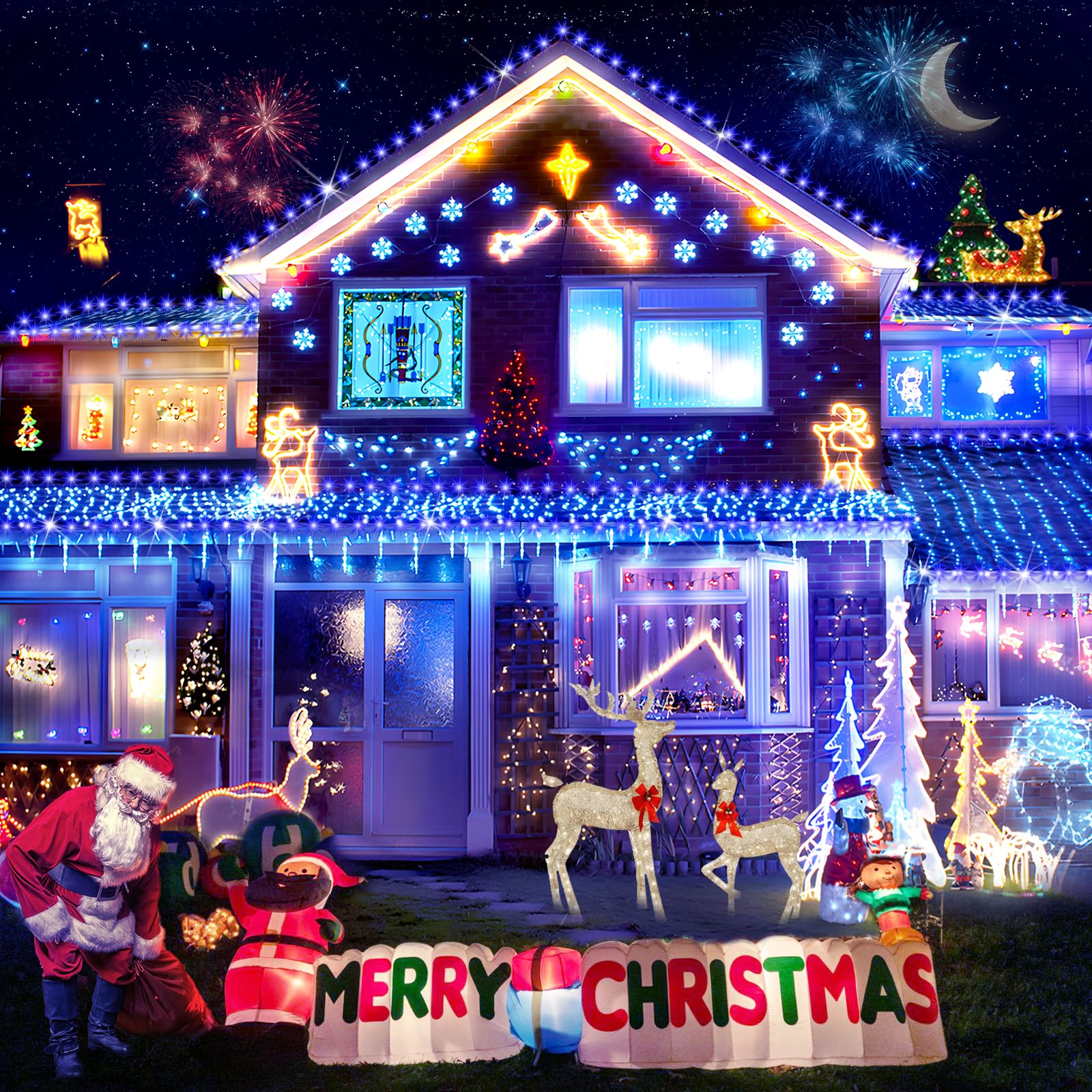 Heceltt 115FT 350LED Christmas Lights Outdoor Waterproof - 8 Lighting Modes with Timer Memory Function - Plug in Holiday String Lights for Xmas Tree, Wedding, Party, Garden, and Home Decoration