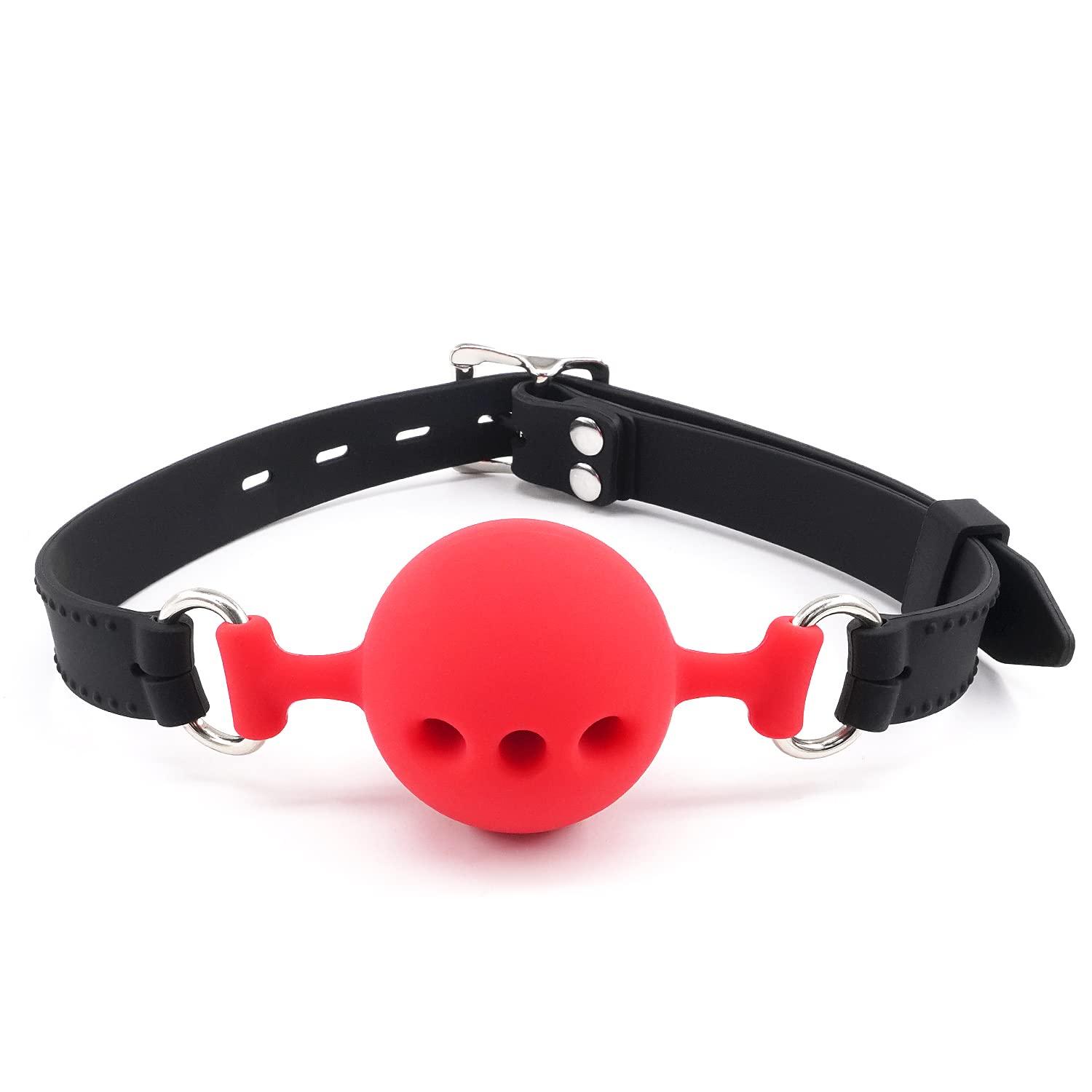 Breathable Silicone BDSM Gag for Adults - Open Mouth Bondage Ball Gag for SM Games & Sex Play, Safe Bite-Resistant Muzzle for Men & Women (Medium, Black/Red) - Perfect for Roleplay, BDSM Scenes & Sensory Play