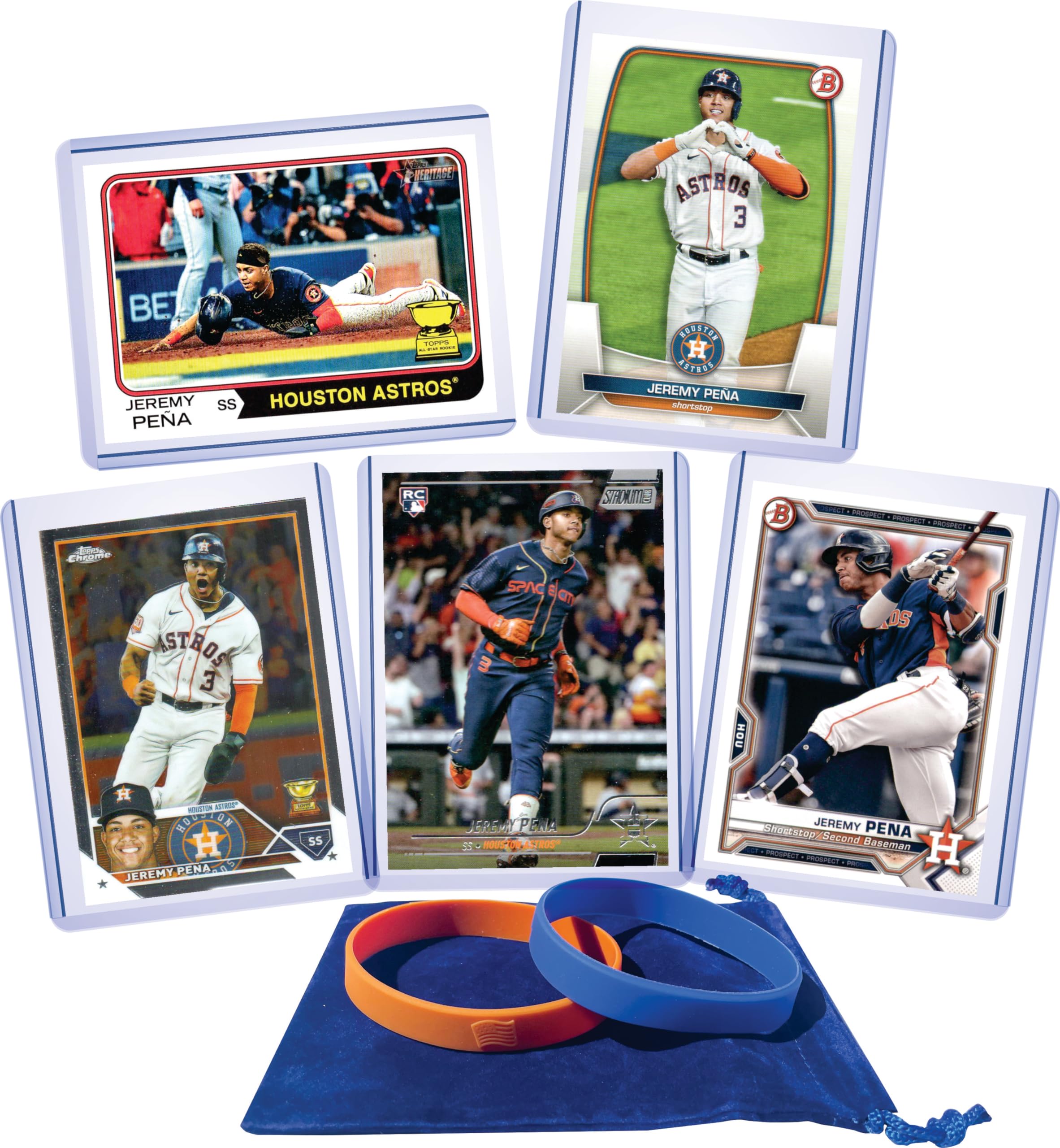 Jeremy Pena (5) Assorted Houston Astros Baseball Cards Gift Pack - Perfect for Collectors, Fans & Sports Memorabilia Enthusiasts