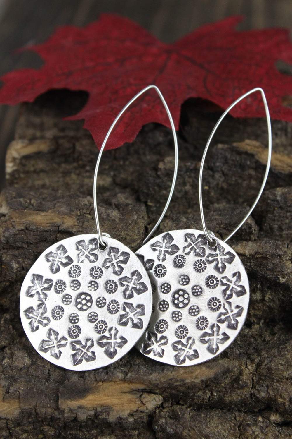Authentic Hill Tribe Silver Stamped Circle Earrings | Handmade Tribal Jewelry for Women | Perfect for Boho Chic, Festival & Everyday Wear