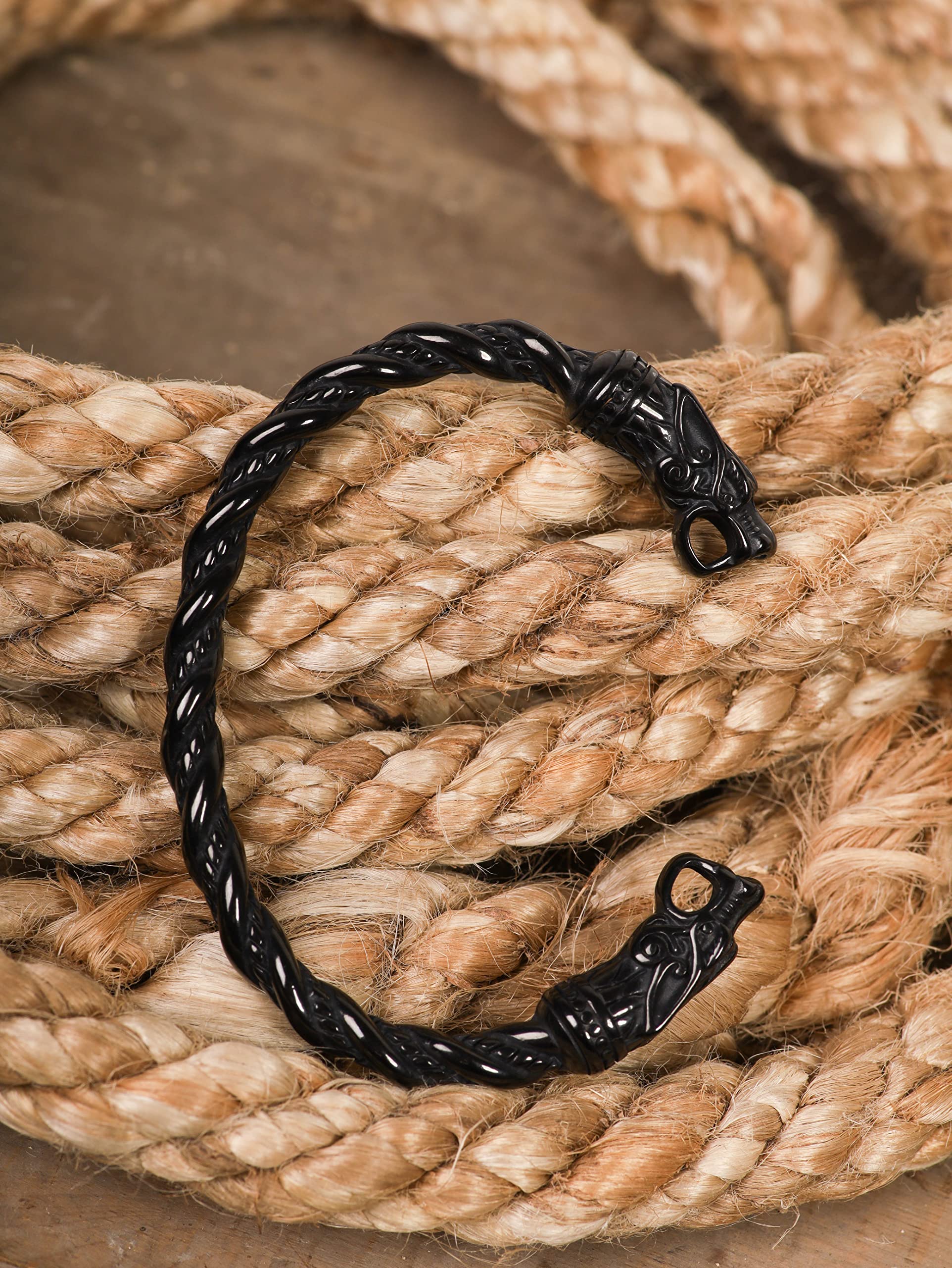 HAQUIL Stainless Steel Viking Twisted Cuff Bracelet for Men - Norse Warrior Arm Ring - Durable Viking Jewelry Gift - Perfect for Medieval Reenactments, Cosplay & Viking Style Outfits