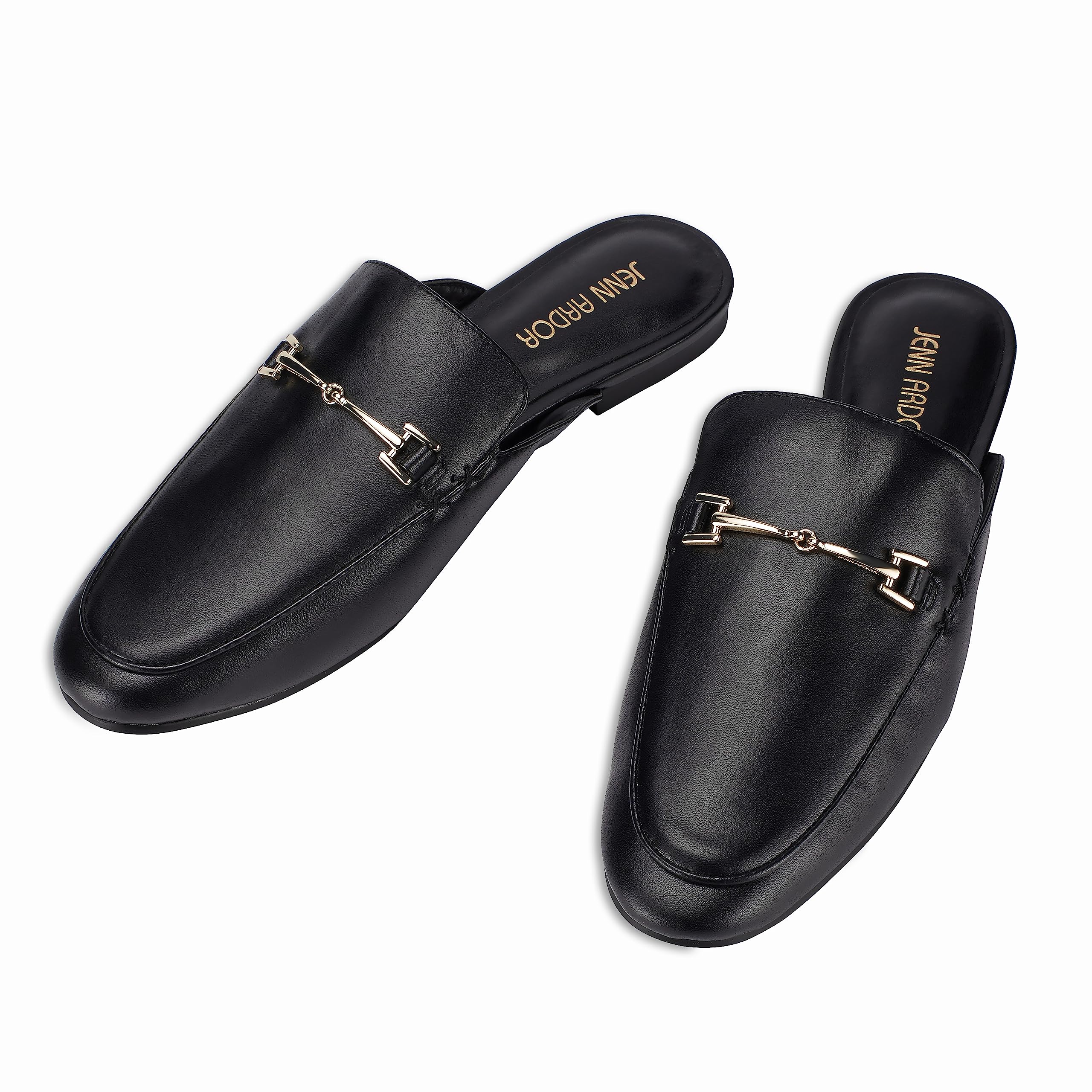 JENN ARDOR Women's Pointed Toe Mules - Slip On Backless Loafers with Low Heel for Work & Casual Wear | Comfortable Flats for Office, Home & Everyday Use