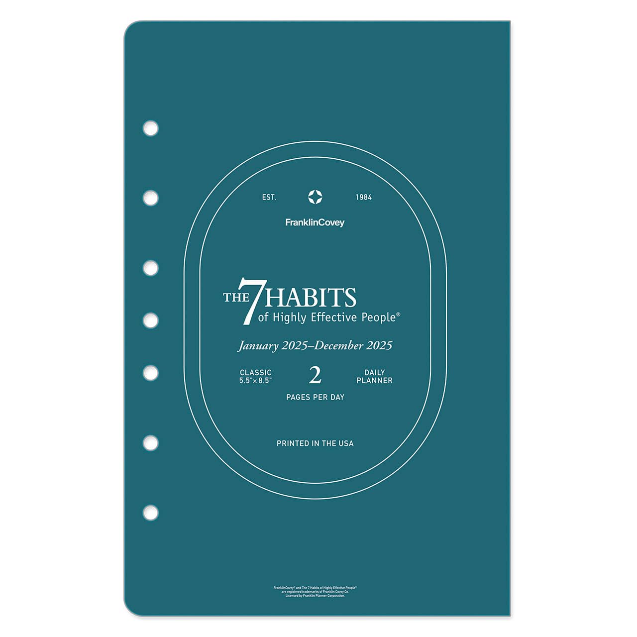 FranklinCovey 7 Habits Two Page Per Day Ring-Bound Planner 2025 (Classic Edition, January - December) - Daily Productivity Organizer for Goal Setting & Time Management - Perfect for Professionals, Students & Entrepreneurs