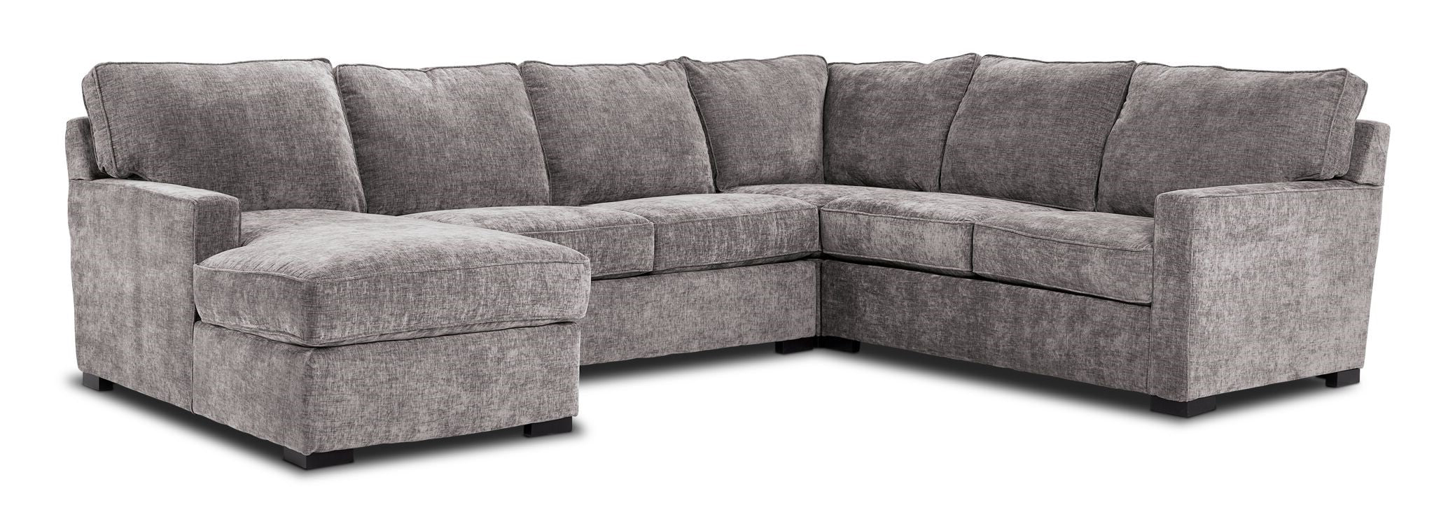 Charlotte 4-Piece Sectional Sofa with Left-Facing Chaise in Smoke Gray - Modern Living Room Furniture for Small Spaces & Family Gatherings