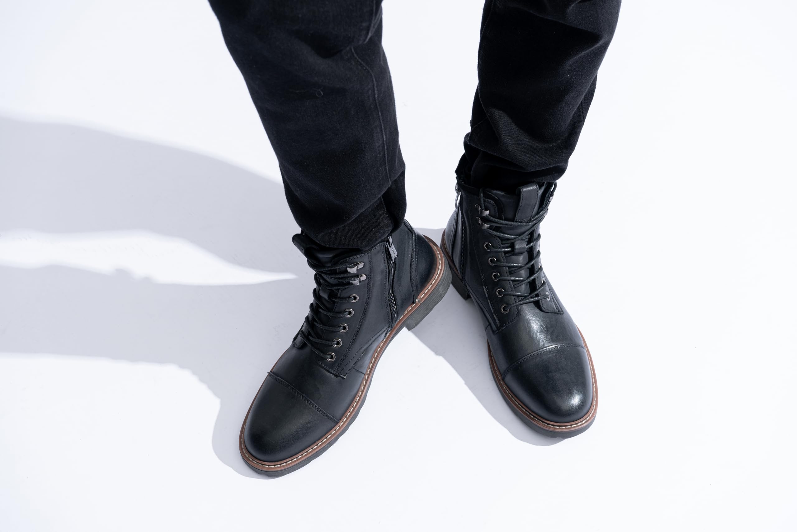 Vostey Men's Waterproof Chukka Boots - Motorcycle & Casual Leather Boots for Men | Durable Outdoor, Riding & Everyday Wear